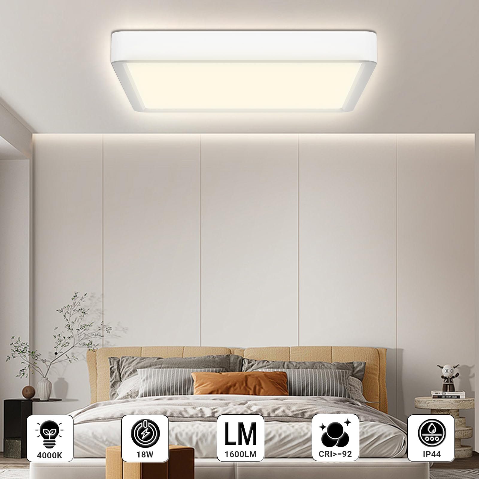 LQWELL Deckenleuchte LED Deckenlampe,Badlampe Quadrat Flach günstig online kaufen