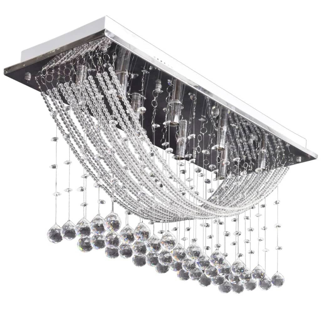 vidaXL Deckenleuchten Weiße Deckenlampe mit funkelnden Glasperlen 8xG9 29 cm
