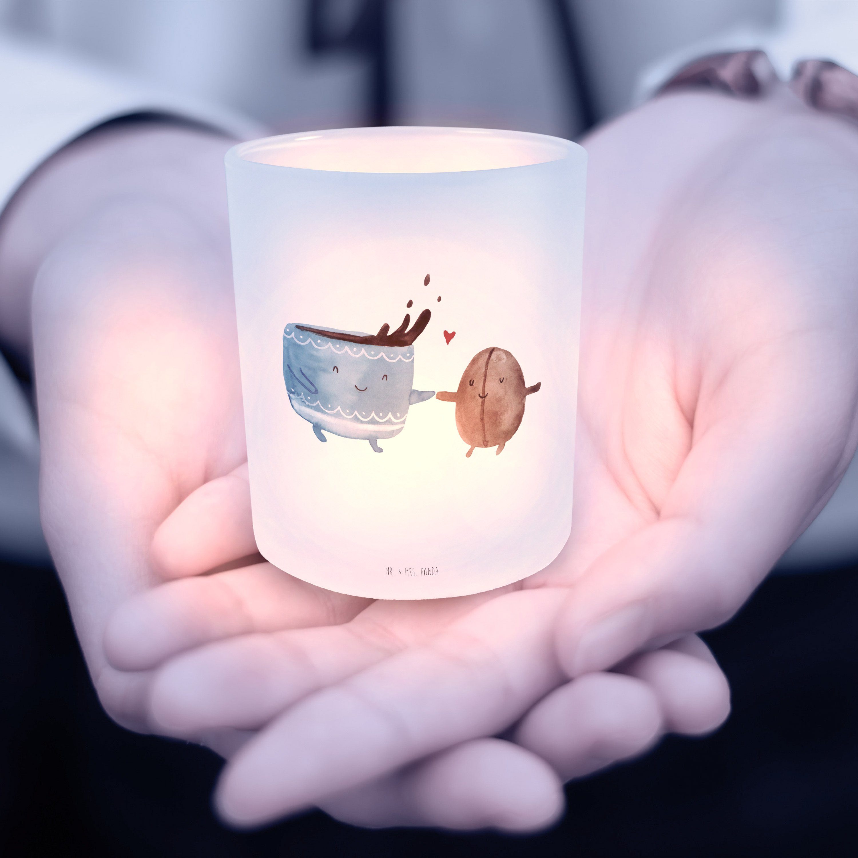 Mr. - Geschenk, Gute Mrs. Transparent Kaffee Bohne & Tiere, - Windlicht Teelichter, Laune, (1 St) Panda