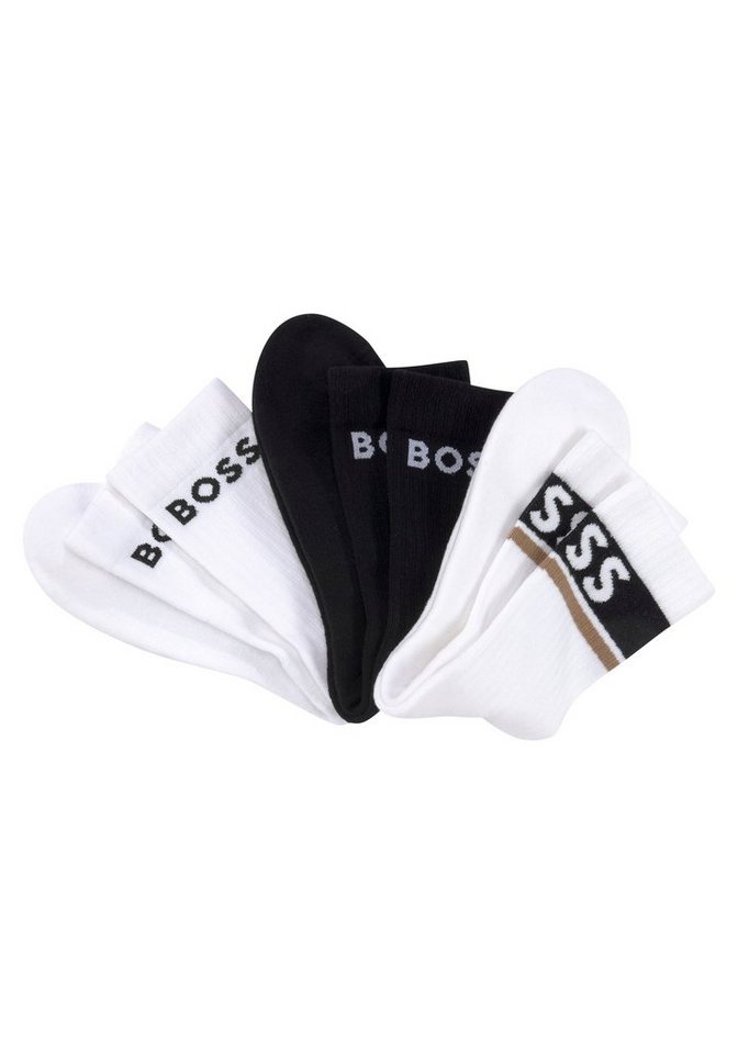 BOSS Businesssocken 3P QS Design CC (Packung, 3-Paar, 3er) mit BOSS  Schriftzug