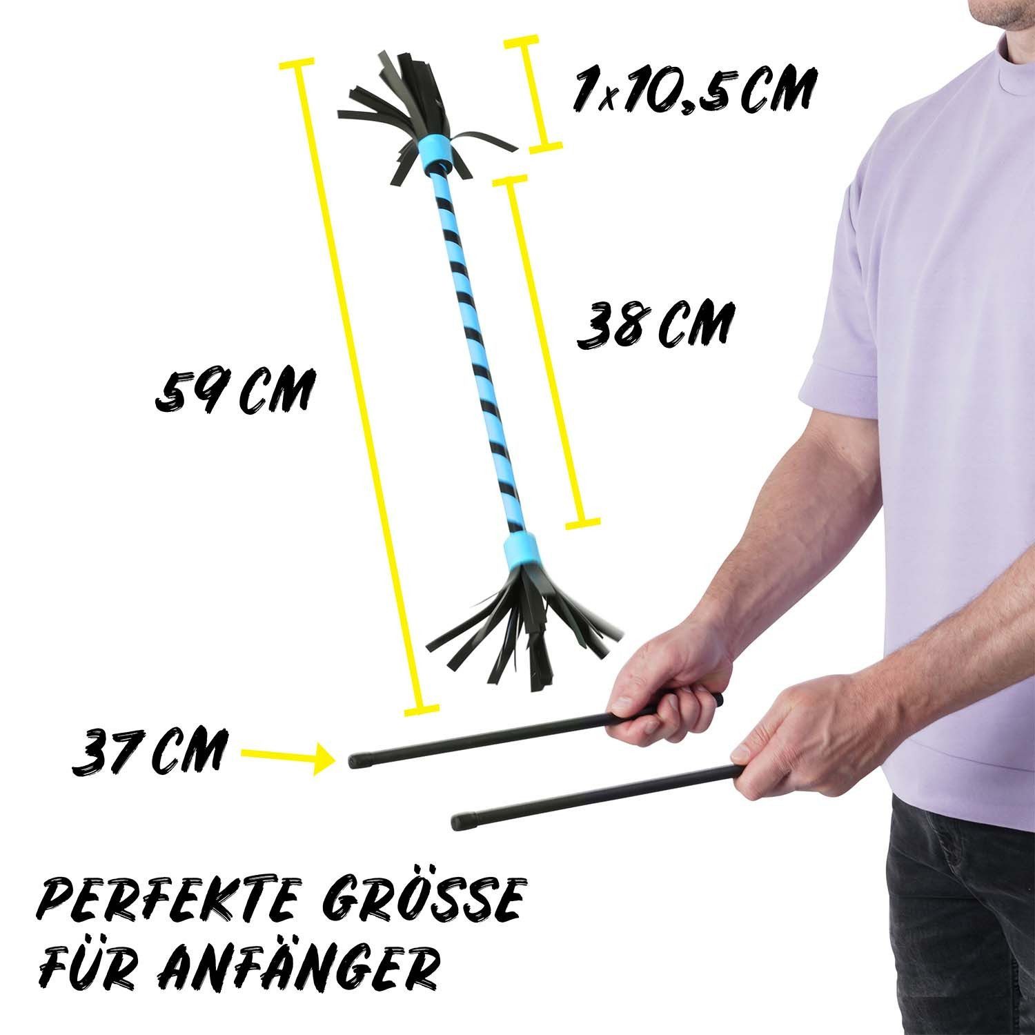 Diabolo Freizeitsport Spiel Flowerstick 59cm - Jonglage Set für Anfänger, Jonglage, Devil Stick Basic UV (blau) Spielzeug ab 5 - Balance Training Kinder