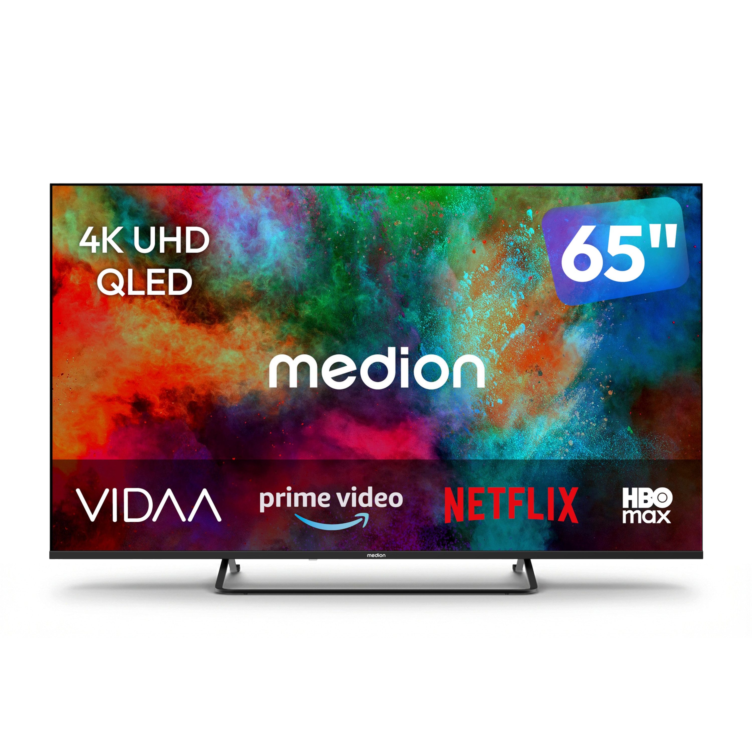 Medion® MD865602 QLED-Fernseher (163.9 cm/65 Zoll, 4K Ultra HD, Smart-TV, Dolby Vision, Dolby Atmos, Netflix, HBO Max, Prime Video, Disney+, WOW)
