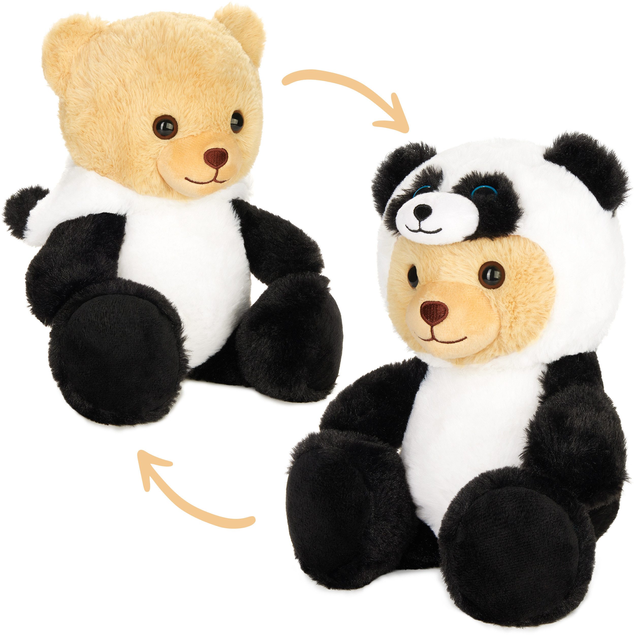 BRUBIES Kuscheltier Teddy Panda - 25 cm Teddybär im Pandakostüm mit Kapuze (Plüschtier für kuschelige Abenteuer, 1-St., Pandabär), Kuscheltier Geschenk für Kinder