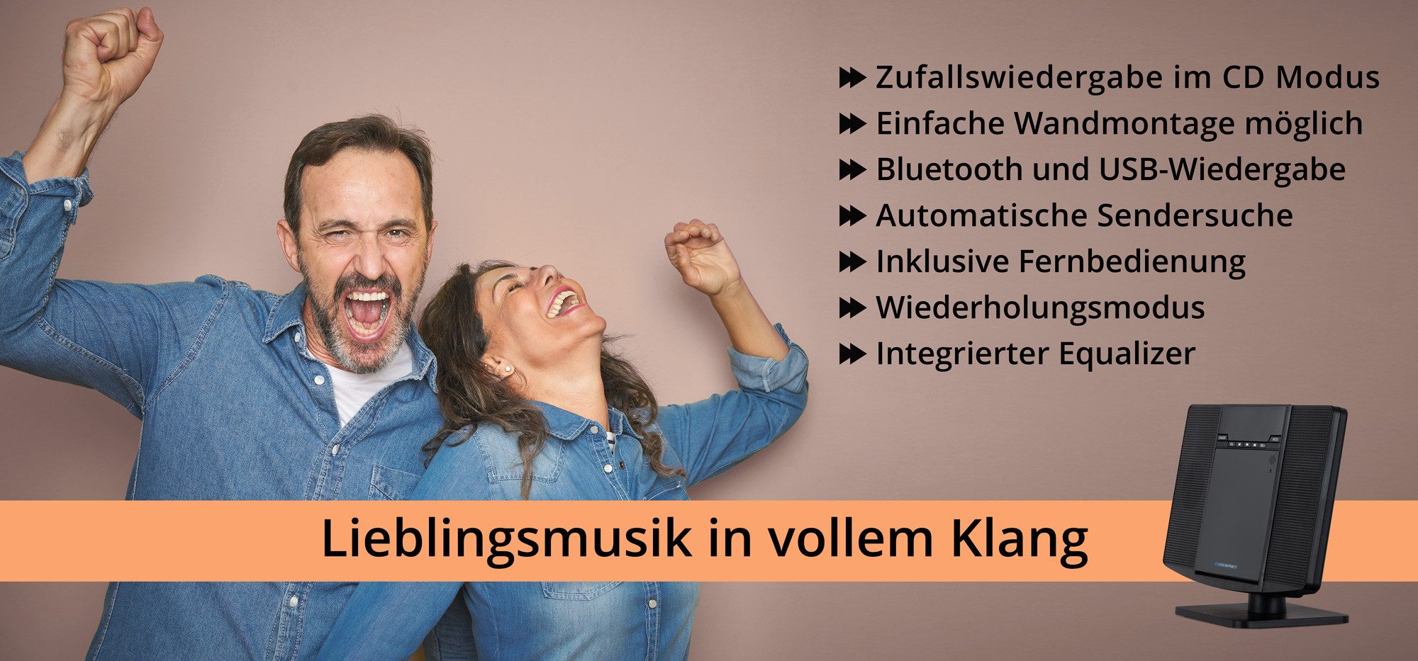 McGrey McGrey MCD-60 Vertikal Stereoanlage Stereoanlage (UKW/MW-Radio, 6,00 W, Microanlage mit CD/MP3-Player, USB-Slot und Bluetooth)