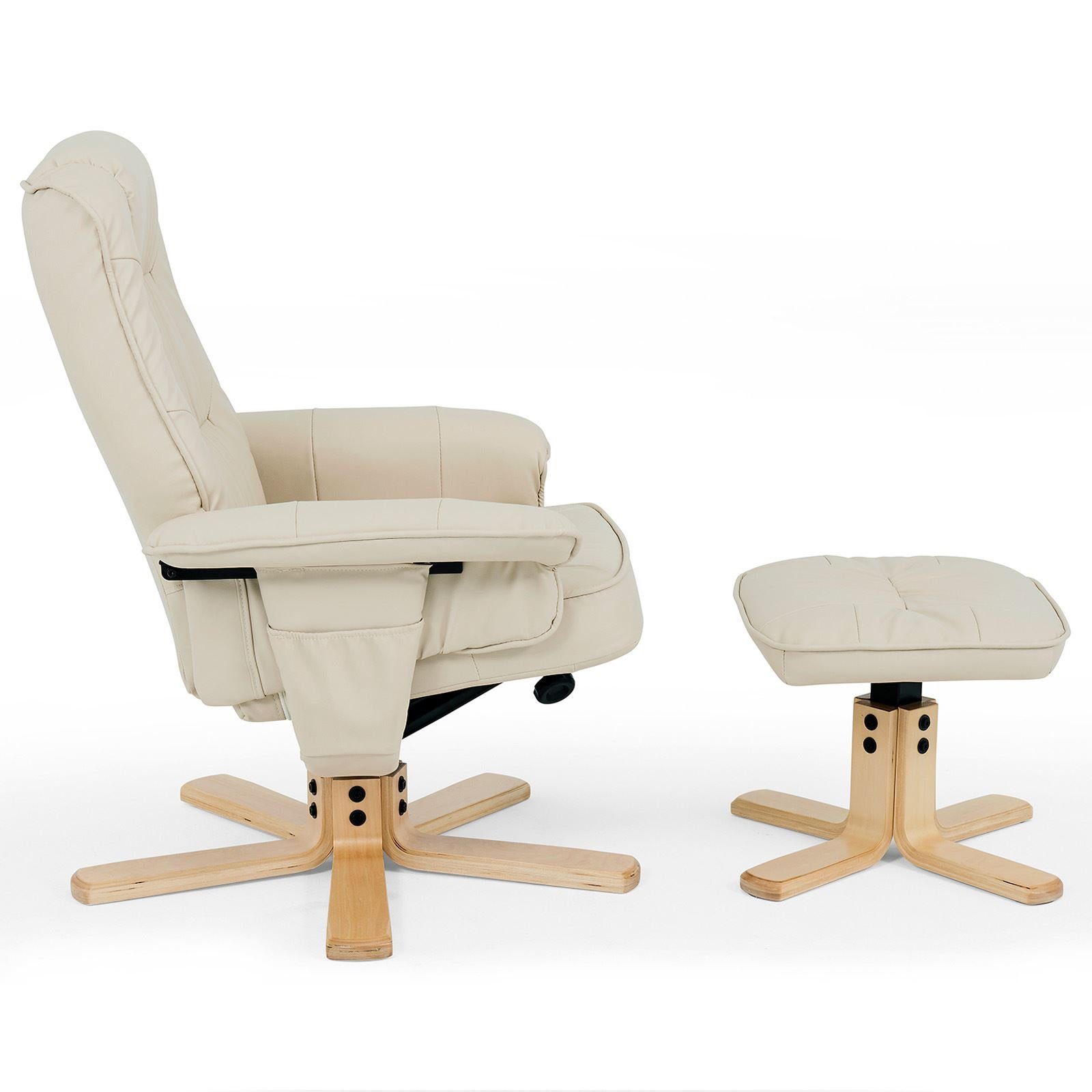 mit CHARLY, in beige Relaxsessel Drehsessel, IDIMEX Fernsehsessel, Polstersessel be Hocker, Relaxsessel