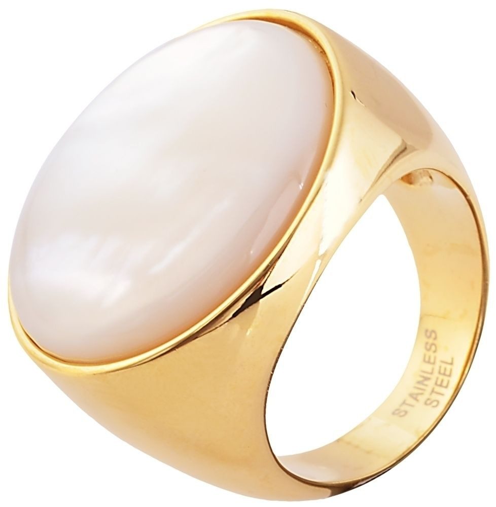 Valentinstagsgeschenk AKZENT Fingerring Charlotta Edelstahl gold Damen, Damen Ring, goldfarben