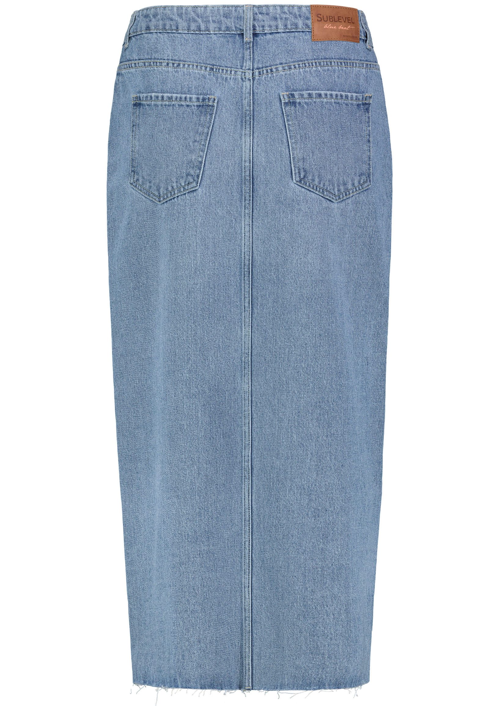 SUBLEVEL Jeansrock Damen Maxi Midi Mini Rock langer Schnitt Denim Stretch – Bild 2 von 5