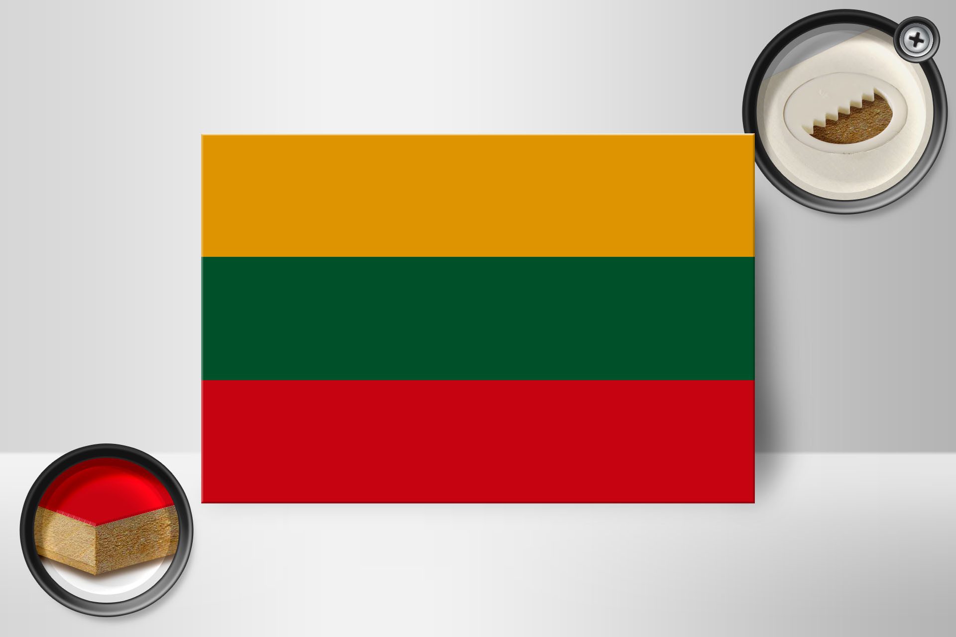 Femer GmbH Holzbild Flagge Litauens 18x12 cm Flag of Lithuania, Flaggen (1 St), Glatte Holzfaserplatte (MDF), vorn beschichtet