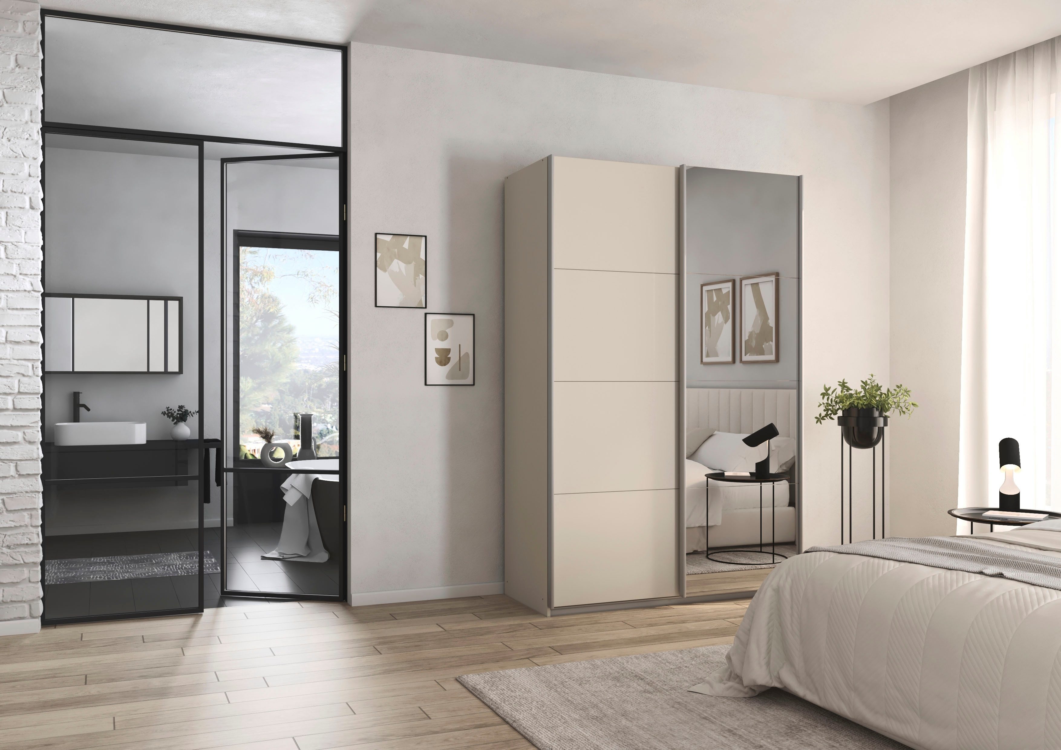 rauch Schwebetürenschrank Kleiderschrank Schrank Garderobe Schlafzimmerschrank CORTONA (erhältlich in Breite: 136/181/203/226/271/315/360 cm, Höhe: 210/229 cm) in 3 Ausstattungen BASIC/CLASSIC/PREMIUM (SOFT-CLOSE) MADE IN GERMANY