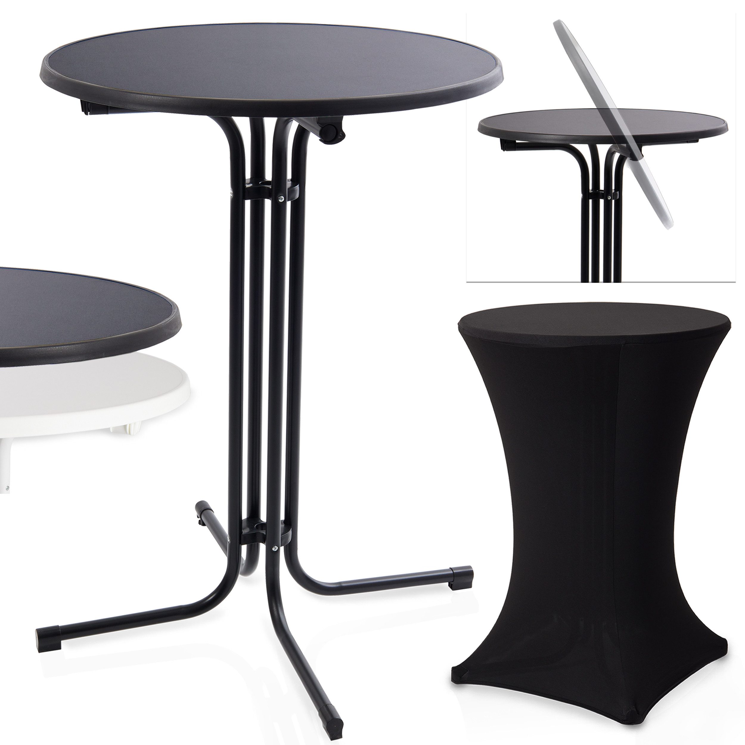 Onbest Stehtisch mit Tischhusse Ø 80 cm klappbar, 2,5 cm Holzplatte, 60 kg günstig online kaufen