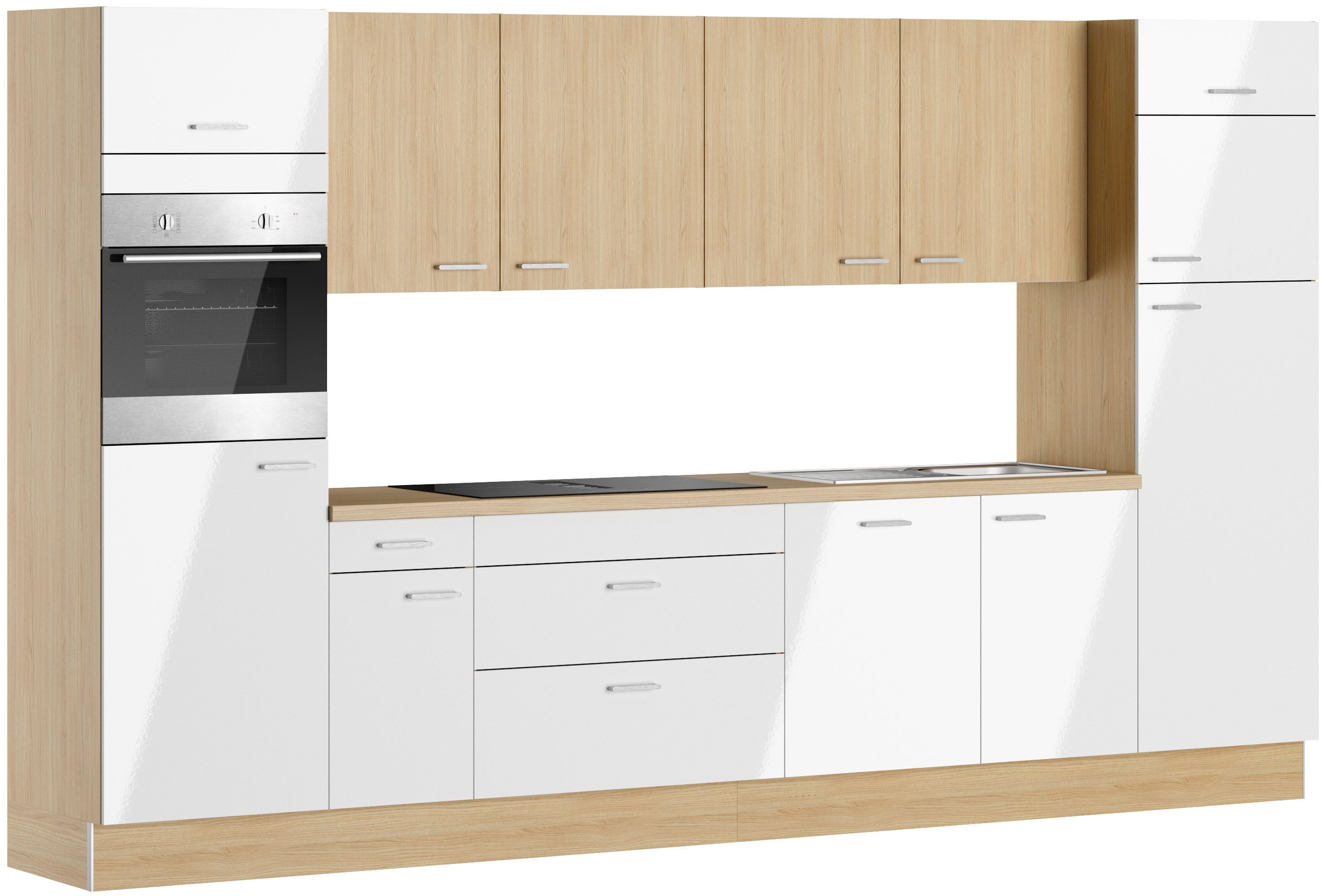 KOCHSTATION Küchenzeile KS-Lucy, Breite 360 cm, Soft-Close, inkl. Zubehör, wahlweise mit E-Geräten