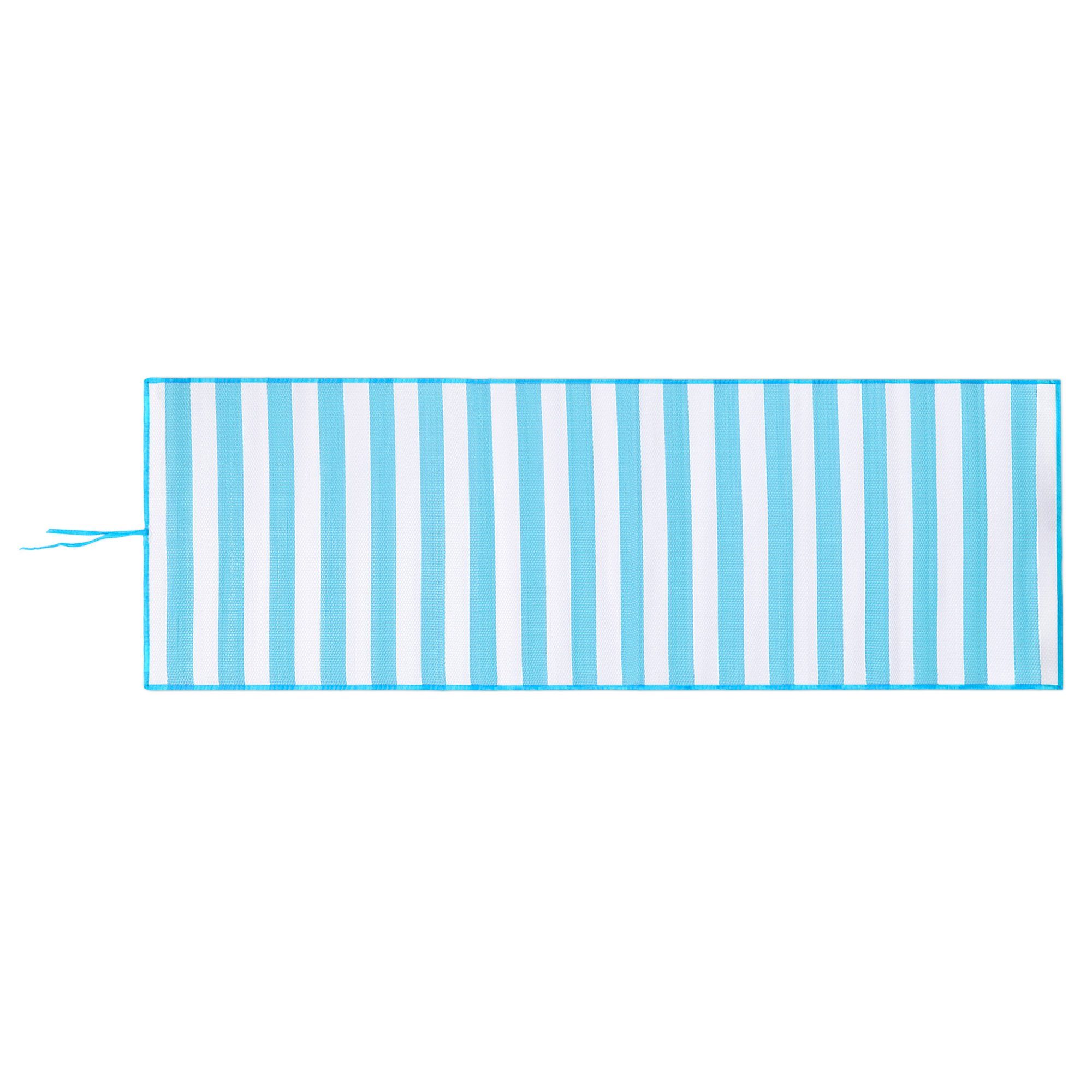 JEMIDI Strandtuch Strandmatte 60x180cm faltbar - Liegematte tragbar blau weiß