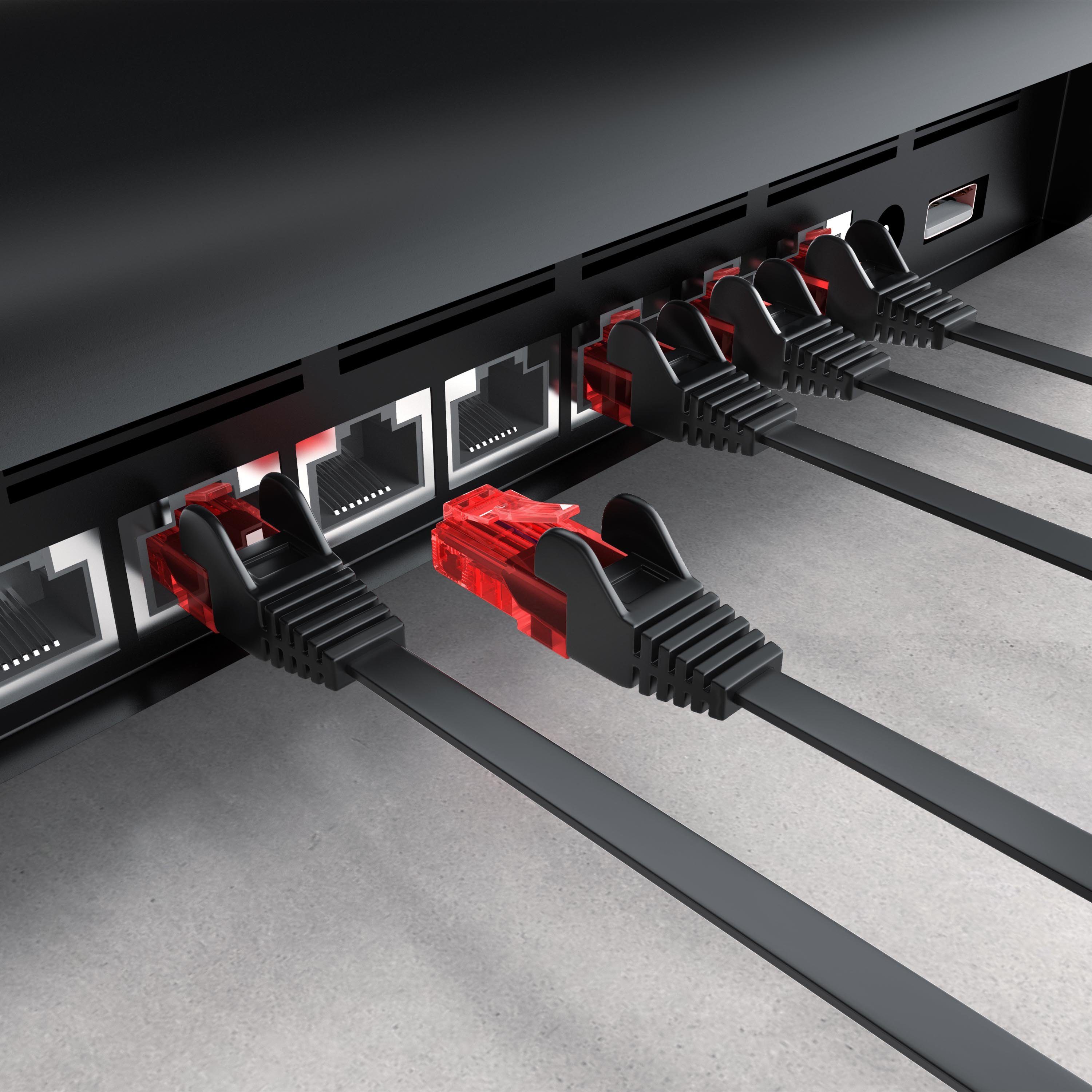CSL LAN-Kabel, CAT.6, RJ-45 (Ethernet) (100 cm), CAT 6 Flachband Netzwerkkabel Gigabit 1000Mbit/s Patchkabel flach 1m