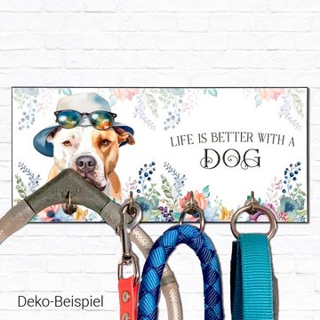 Cadouri Wandgarderobe PITBULL Design-Hundegarderobe für Hundezubehör (Garderobe mit 4 Haken), MDF, mit abgeschrägten Ecken, handgefertigt, für Hundebesitzer