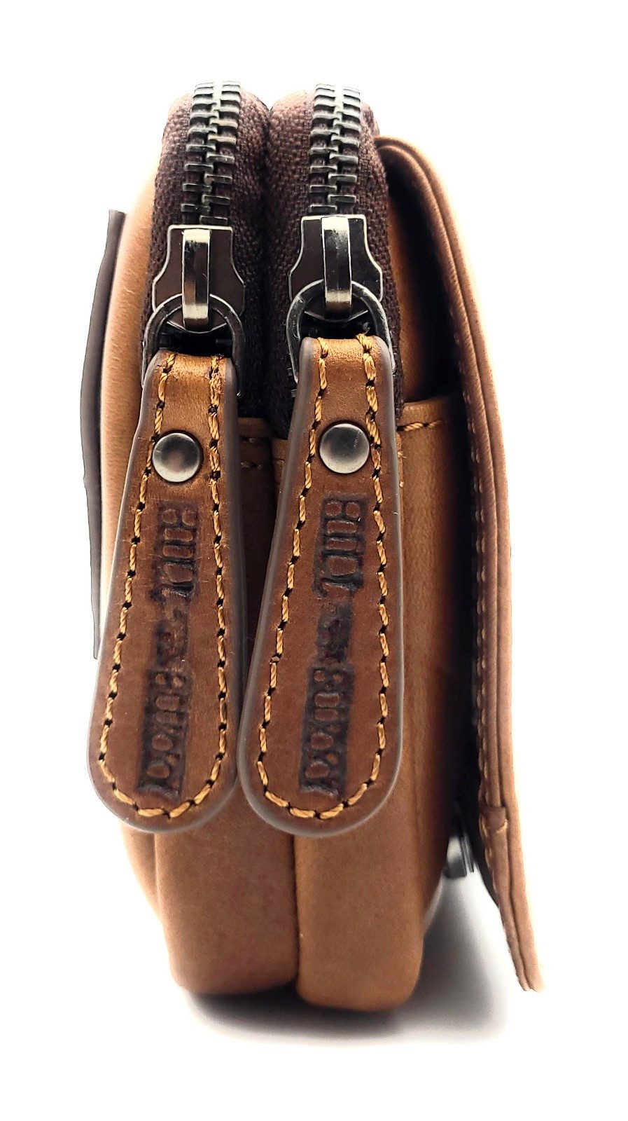 Hill Burry Gürteltasche echt Leder Hüfttasche mit zwei Reißverschlussfächern