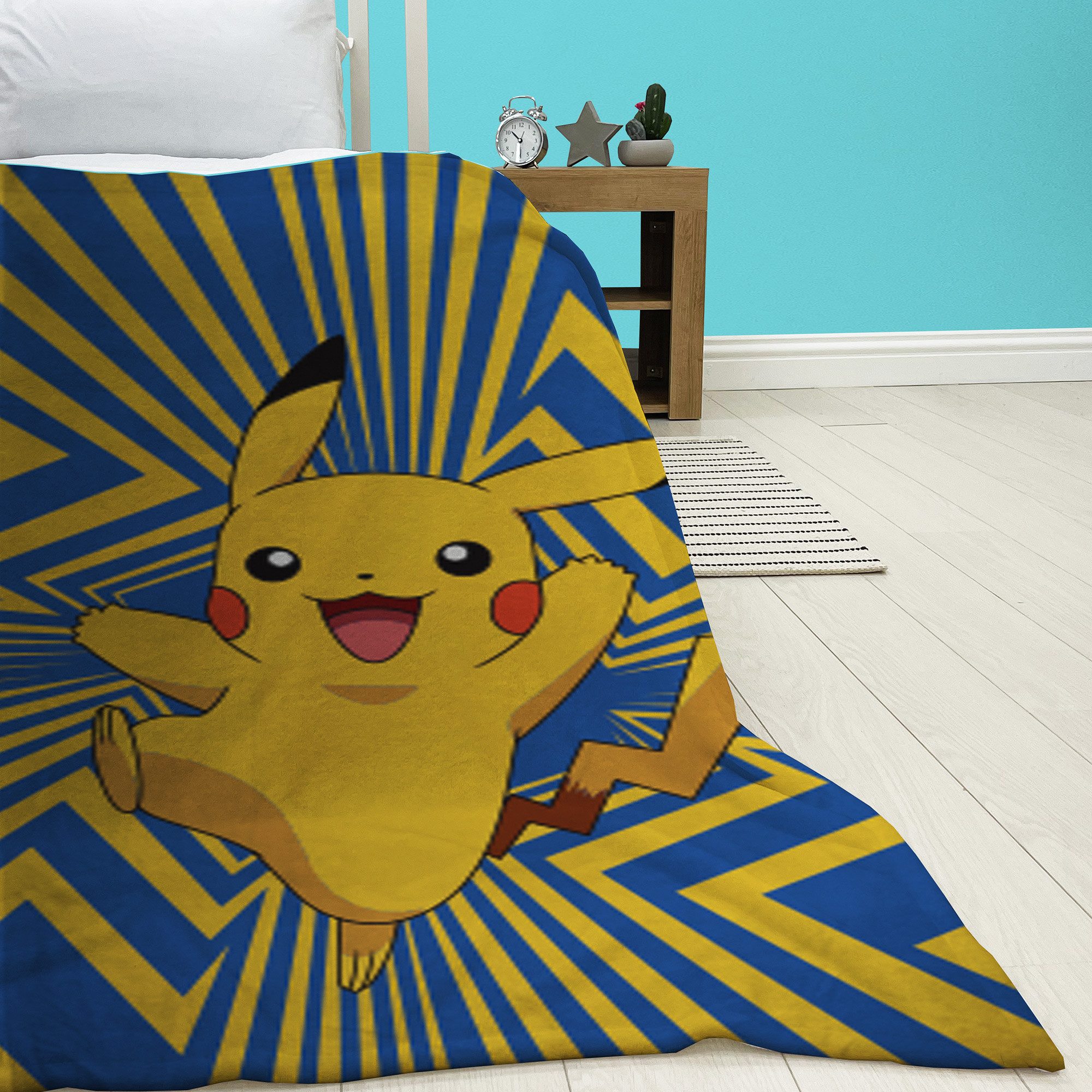 Kinderdecke Pokemon Go Pikatchu 160 x 200 cm weich und kuschelig Coral Fleecedecke, BERONAGE – Bild 4 von 5