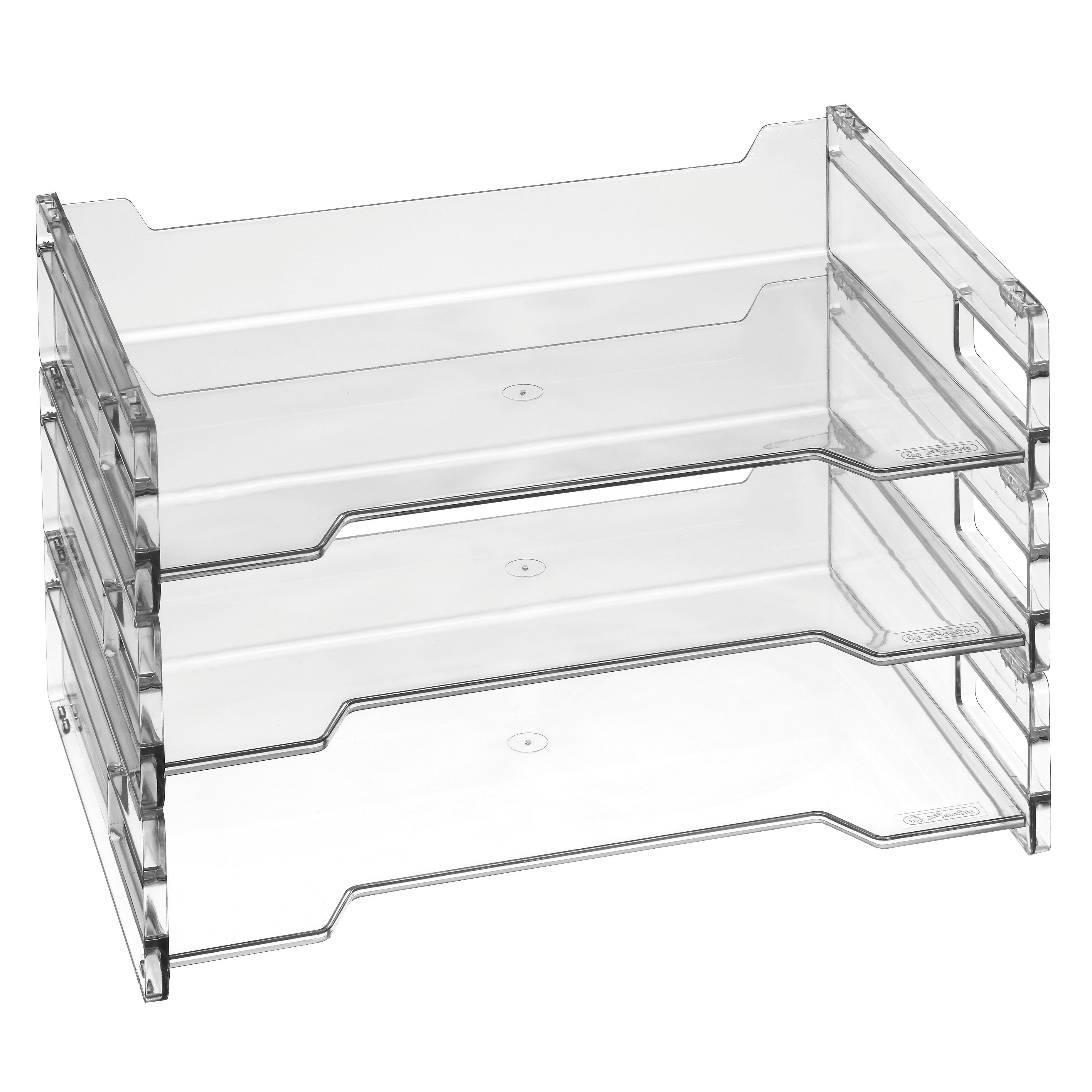 Briefablage 3x Herlitz Ablagekorb / DIN A4 quer / Farbe: transparent hochglanz gla