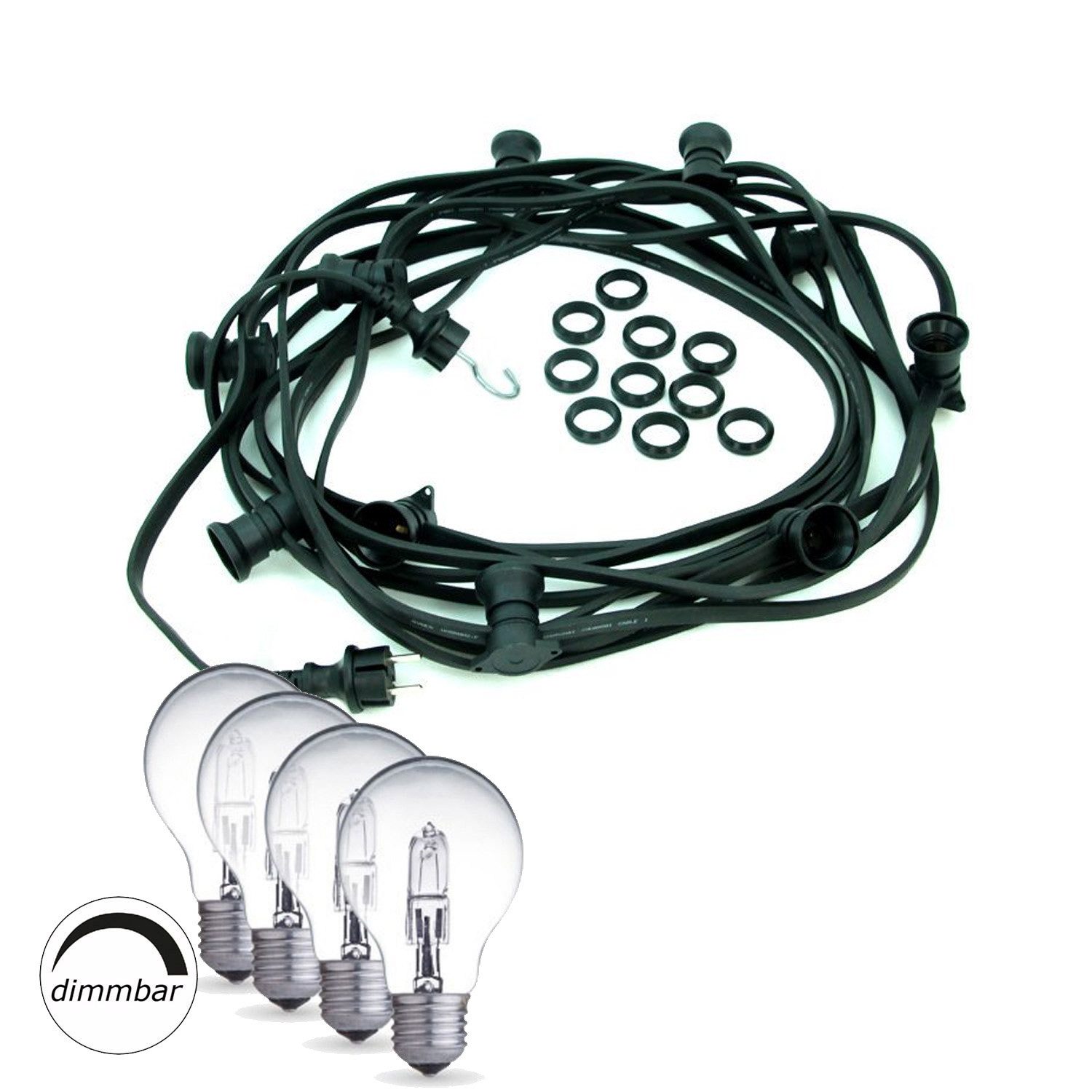 SATISFIRE Lichterkette Illu- Party Garten Außenlichterkette 5m 5x dimmbare Halogenlampen, 5-flammig