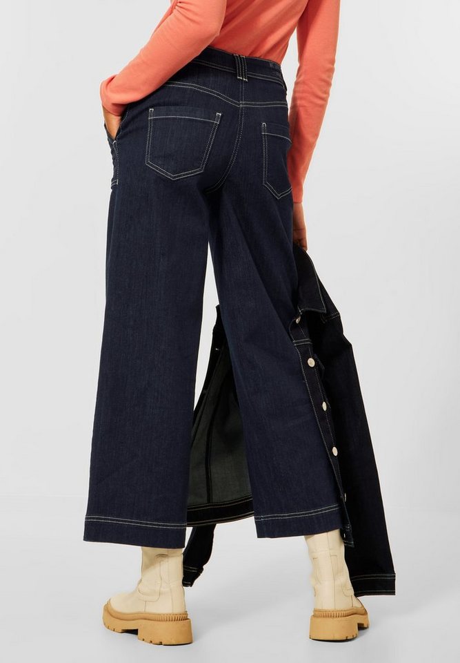 Cecil Slim-fit-Jeans Middle Waist, Rinsed Waschung, Kontrastnähte