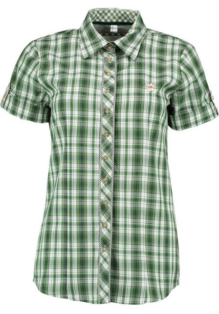 OS Trachten Trachtenbluse Nootam Damen Kurzarmbluse mit Edelweiß-Stickerei günstig online kaufen
