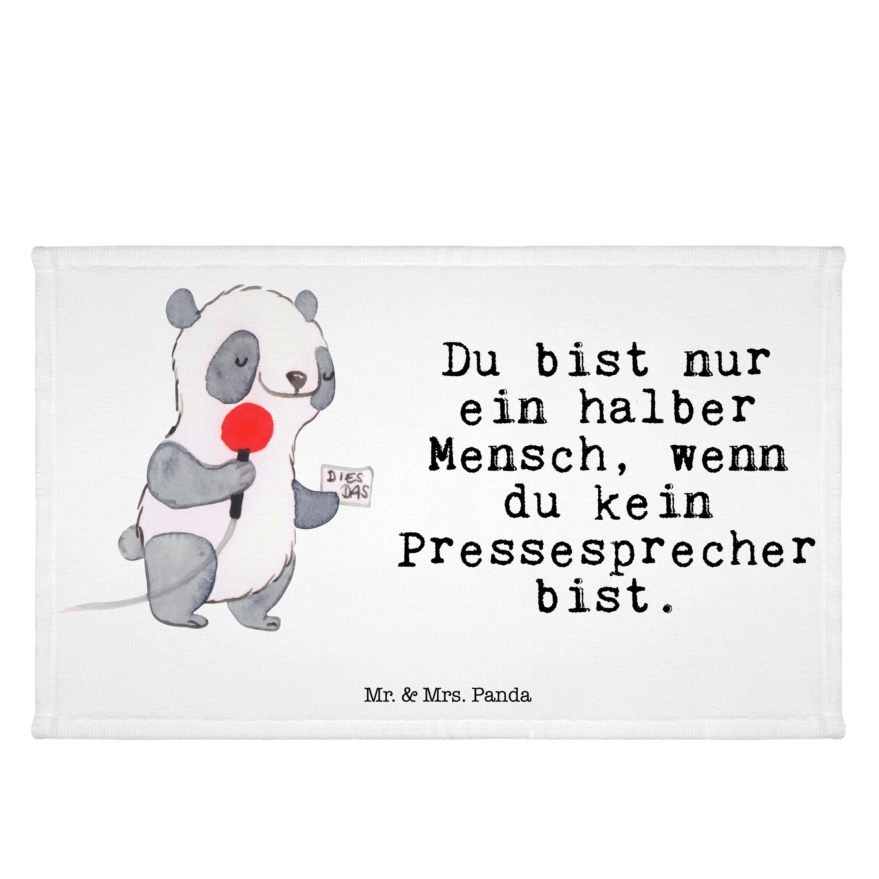 Mr. & Mrs. Panda Handtuch Pressesprecher mit Herz - Weiß - Geschenk, Abschied, Kollege, Frottie, (1-St)
