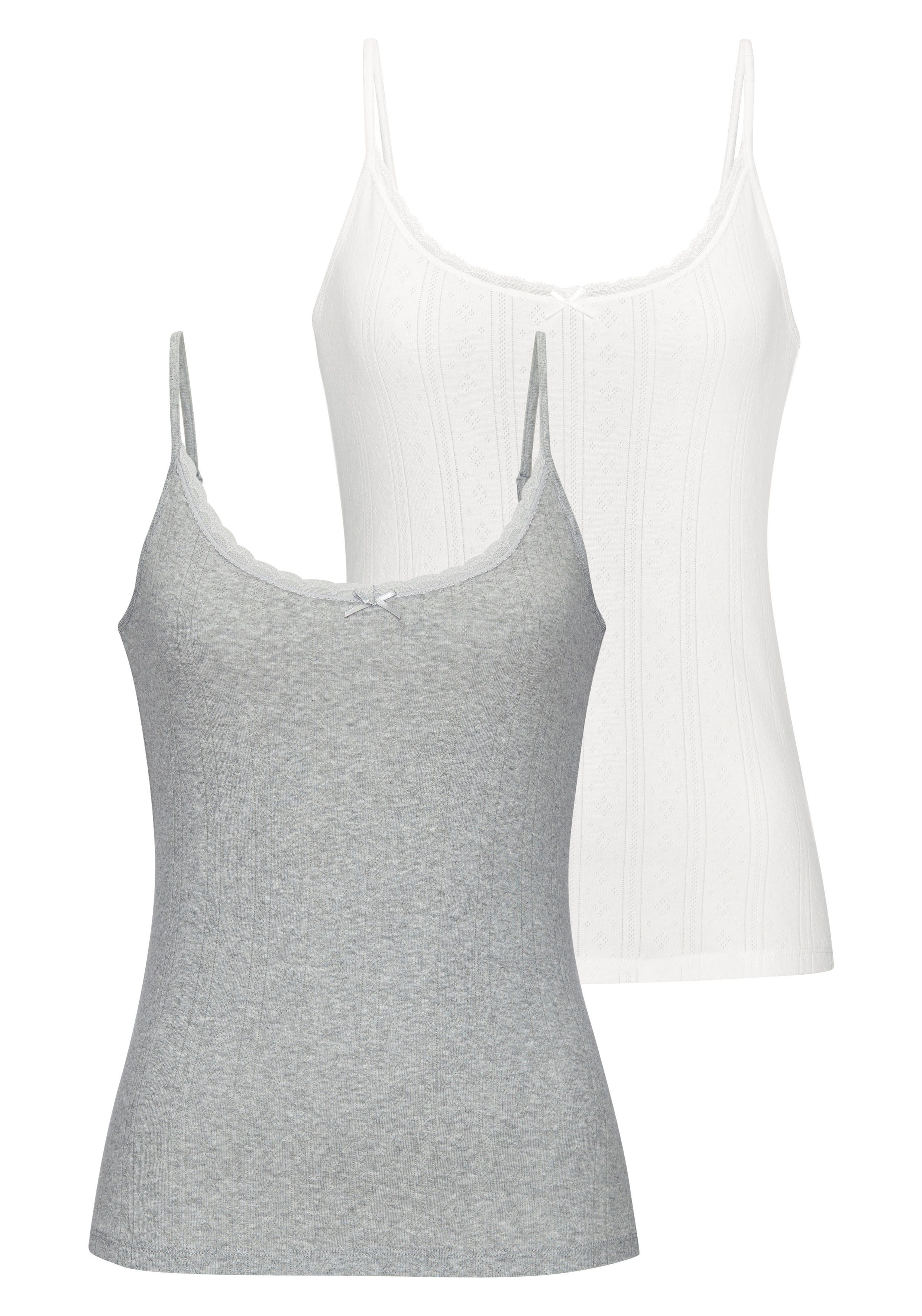 Vivance Spaghettitop (2er-Pack) aus weichem Pointelle-Strick mit Spitze günstig online kaufen