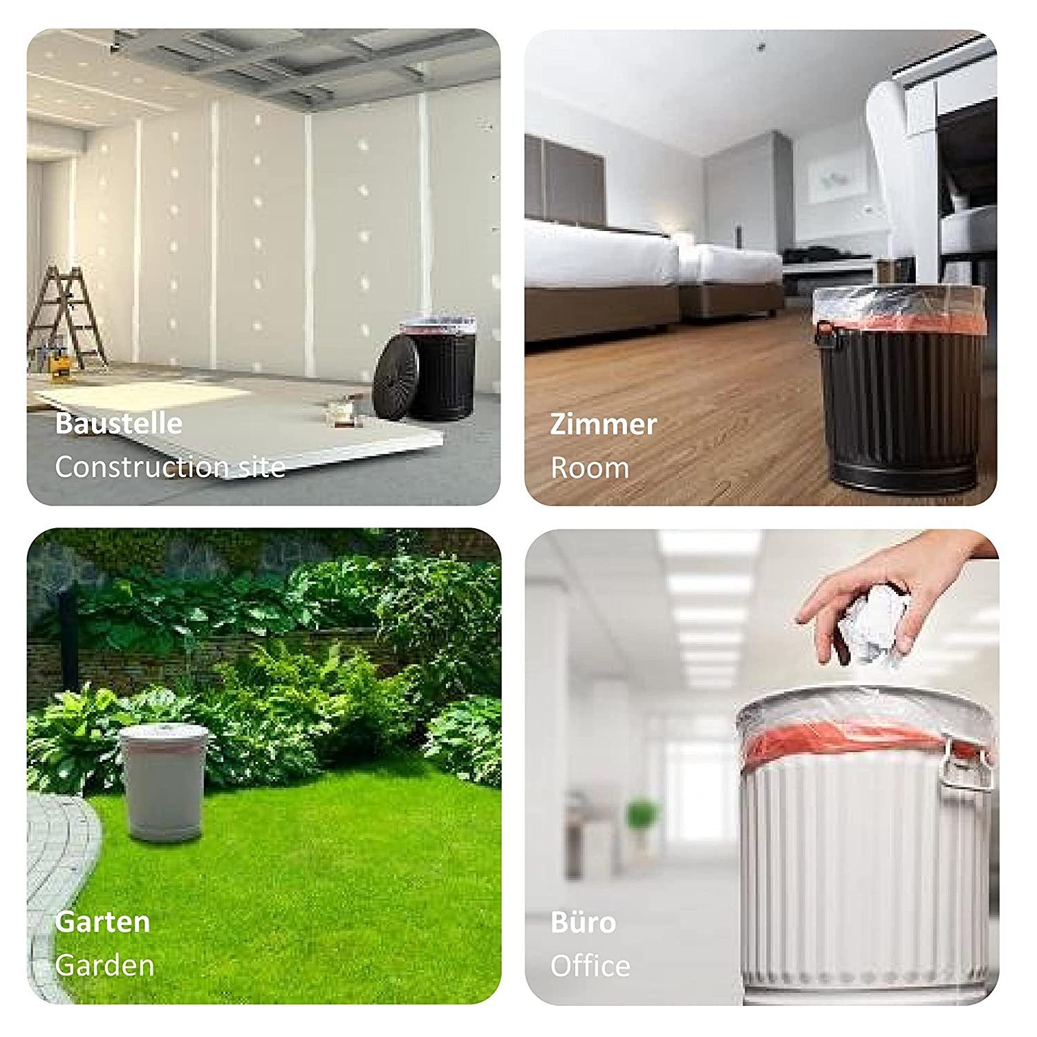 Jinfa Mülleimer Jinfa Mülleimer Vintage mit Deckel Abfalltonne + Müllbeutel