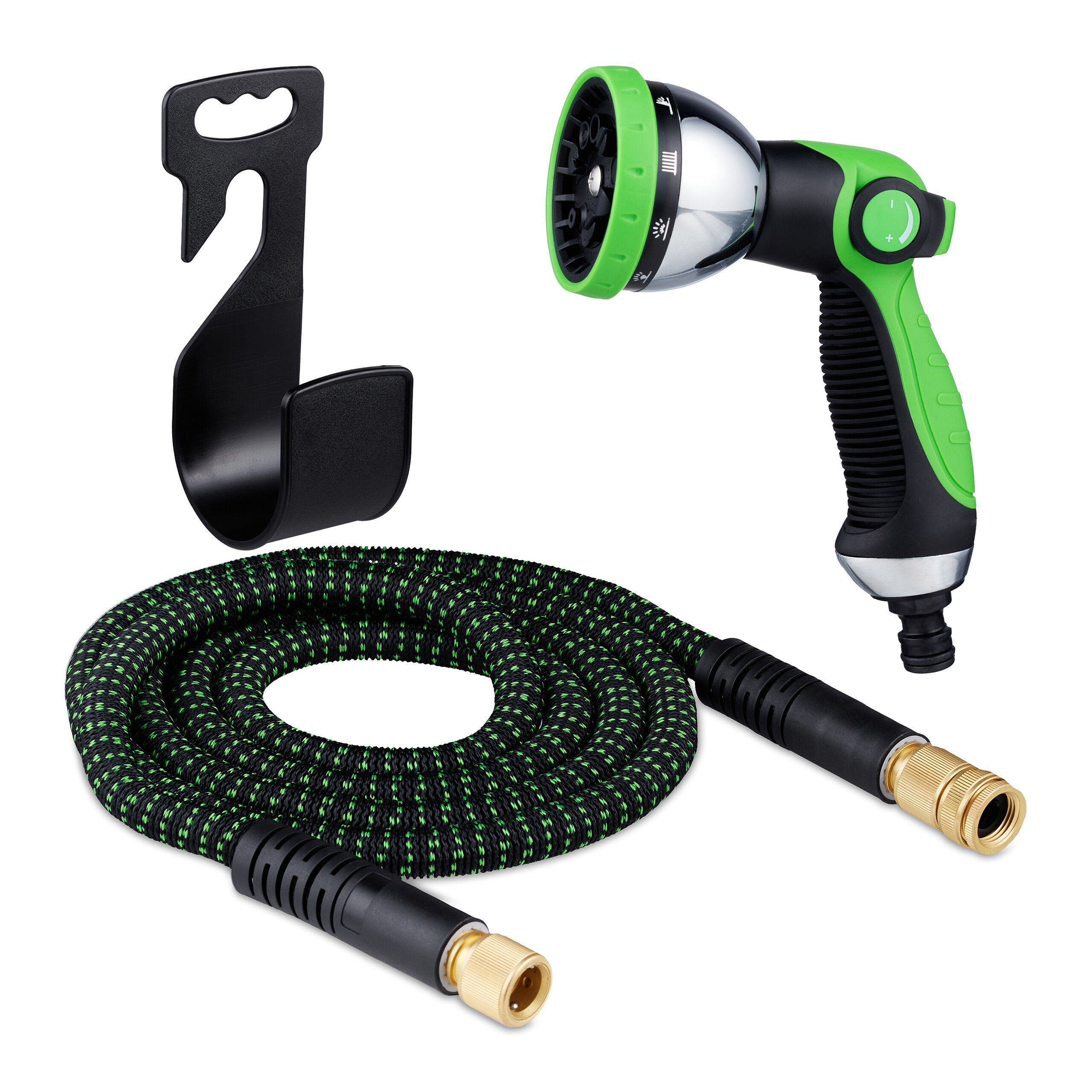relaxdays Gartenschlauch Flexibler Gartenschlauch mit Handbrause, günstig online kaufen