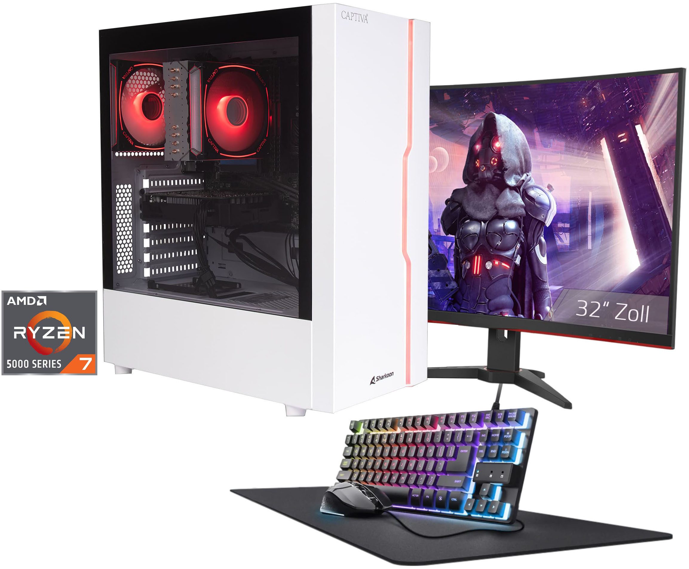 CAPTIVA Advanced Gaming R93-553 TFT Bundle Gaming-PC-Komplettsystem (32", AMD Ryzen 7 5700X, GeForce® RTX™ 5060, 16 GB RAM, 1000 GB SSD)