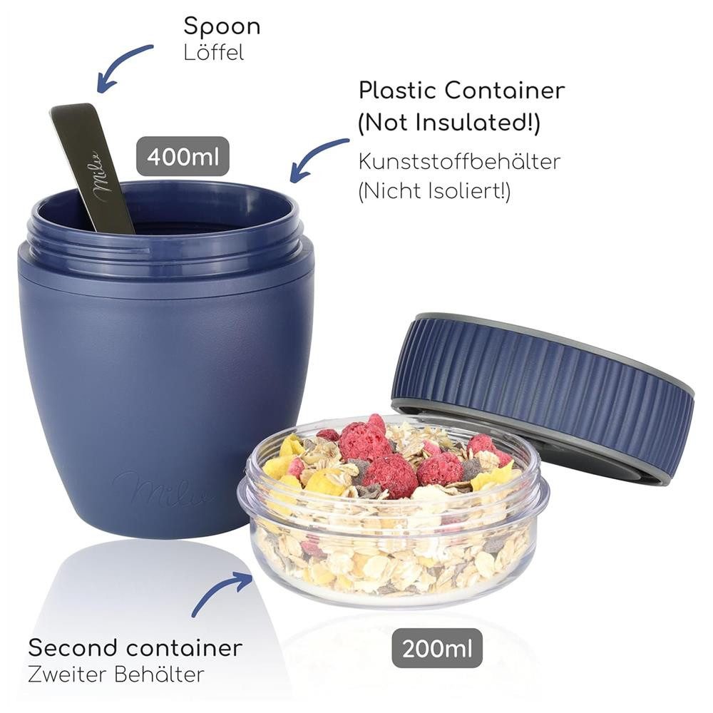 Milu Müslibox Milu Müslibecher To Go Kunststoff 400 ml, auslaufsicher, Müslimax Set – Bild 4 von 5
