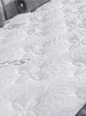 JVmoebel Schlafzimmer-Set Bett Grau Metall Stoff Design Luxus 2x Nachttische 3tlg. Neu, (3-St., Bett/2x Nachttische), Made in Europa