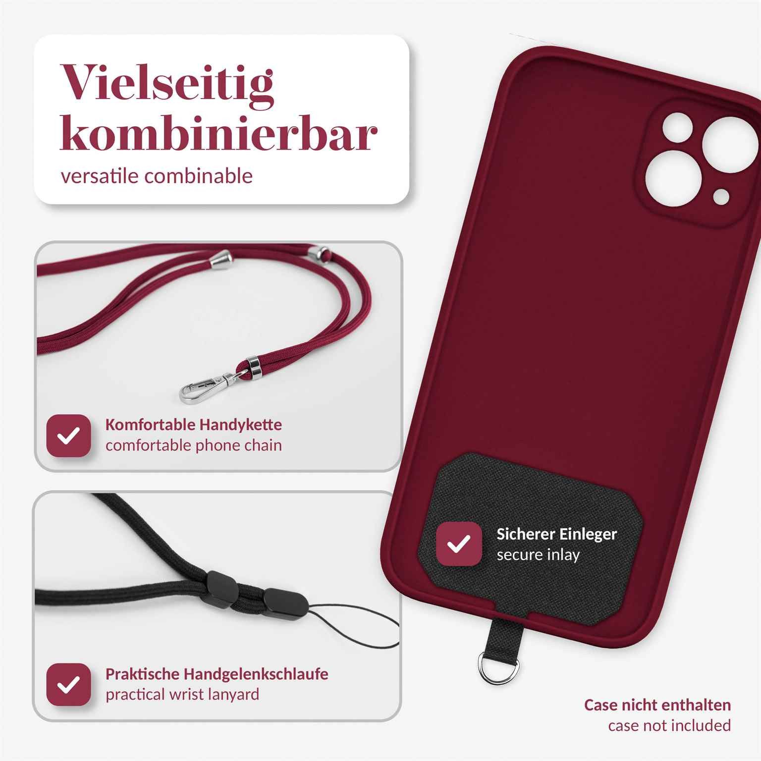 moex Handykette für Sony Xperia 1 V Handyband ohne Hülle Unleash Rot 6,5 Zoll, Umhängeband mit Karabiner Handy Kette zum Umhängen Band abnehmbar
