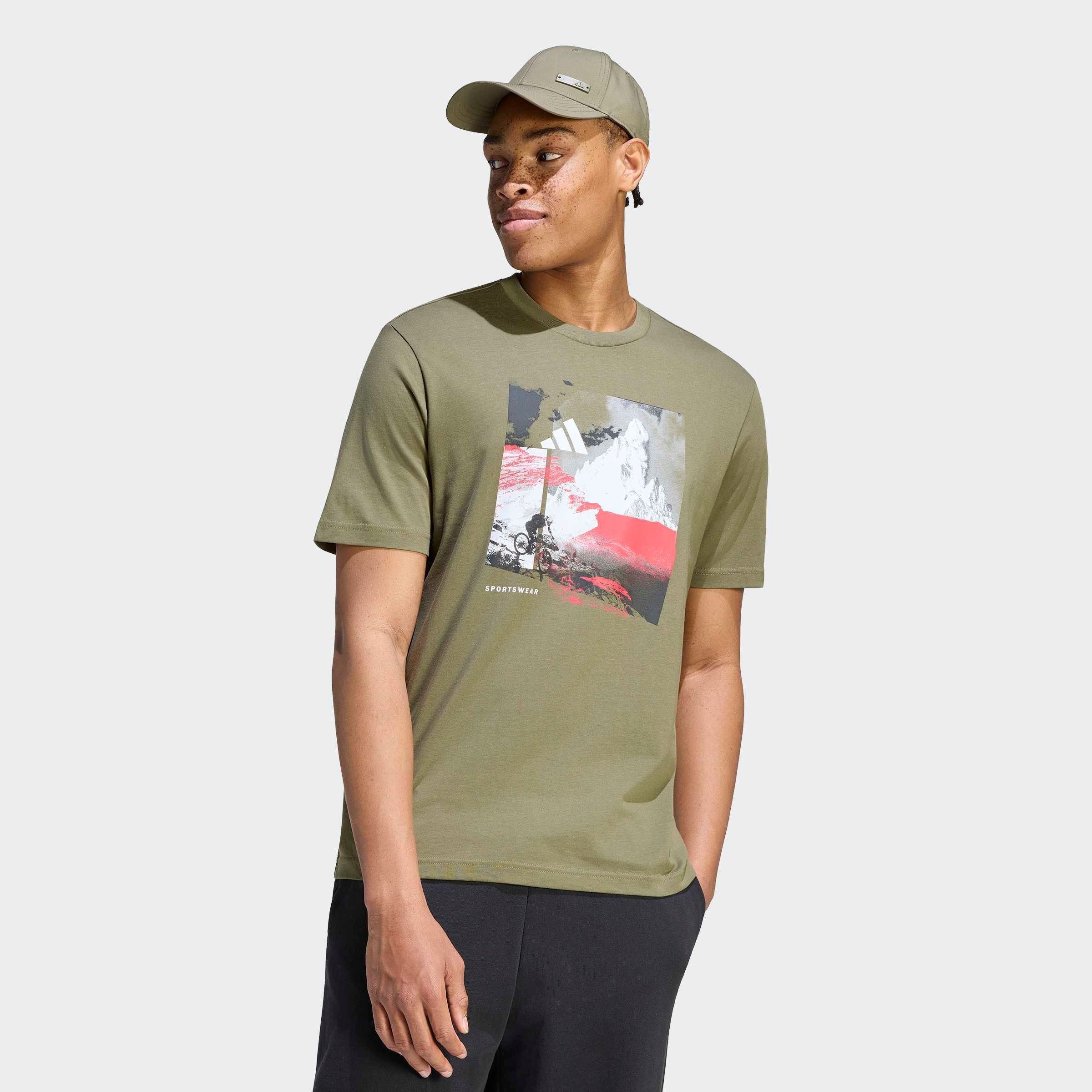 adidas Sportswear T-Shirt MEMORIES OF SPORT OUTDOOR GRAFIK sportlicher Stil, mit Rundhalsausschnitt, aus Baumwolle