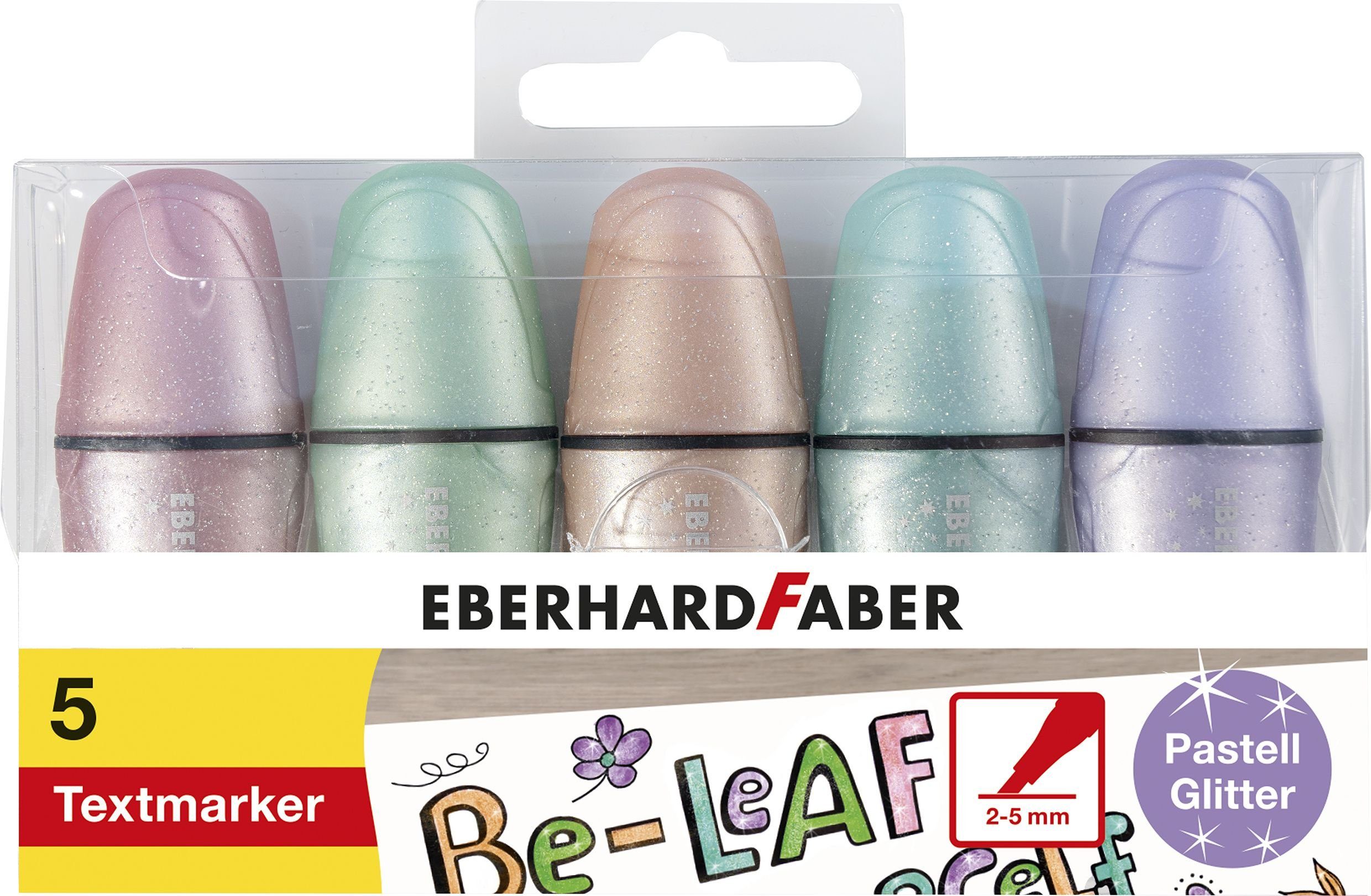 5 Textmarker Mini pastell Tintenpatrone farbsortiert Glitzer Eberhard EBERHARD Faber FABER