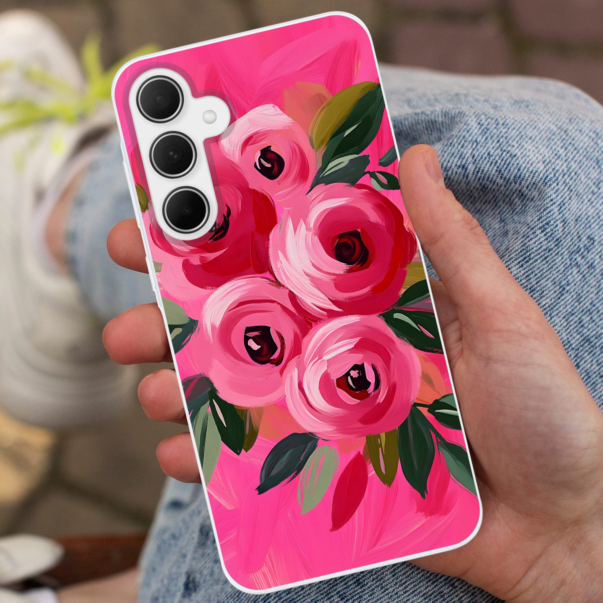 MuchoWow Handyhülle für Samsung Galaxy A35 5G Blumen - Farbe - Rosa, Smartphone-Bumper, Print, Handy Schutzhülle Dünn