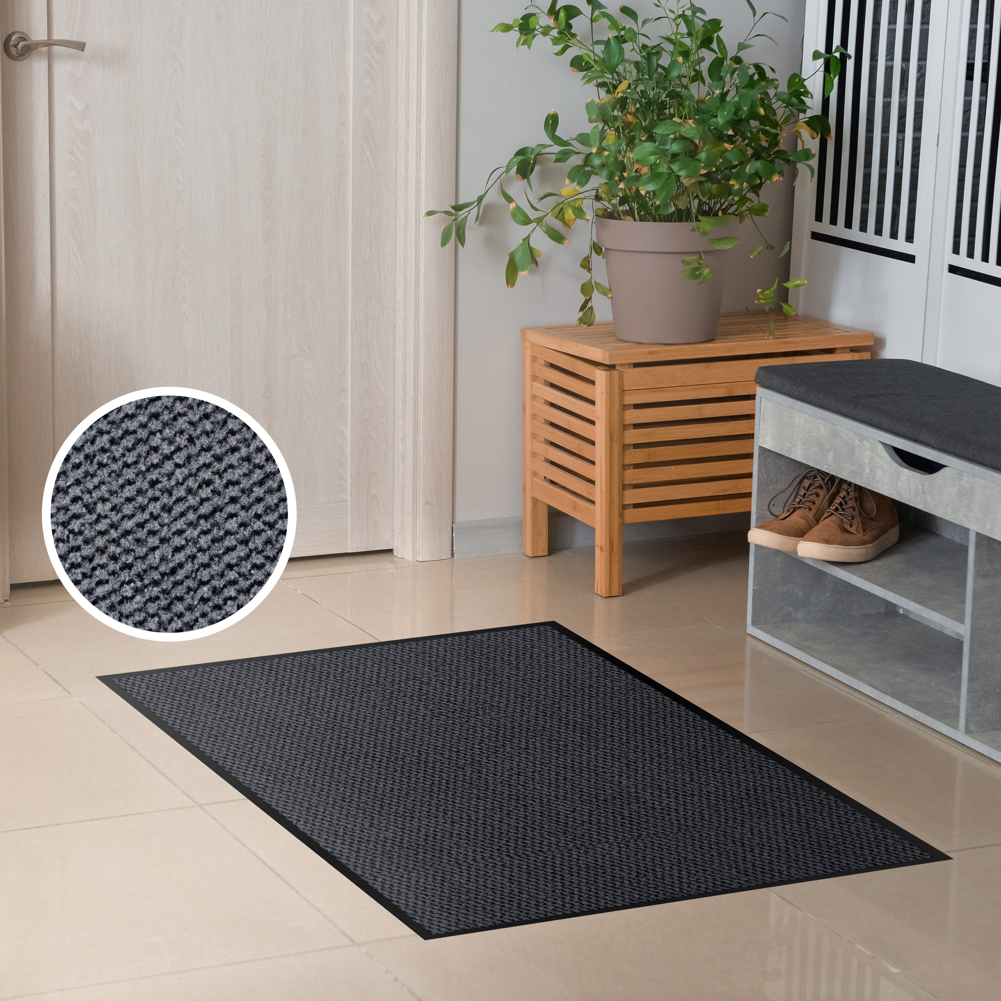 OTTO home Fußmatte Tarron, Schmutzfangmatte Indoor, für Hausflur und Eingangsbereiche, rechteckig, Höhe: 5 mm, Eingangsmatte, rutschfeste Unterseite, meliert