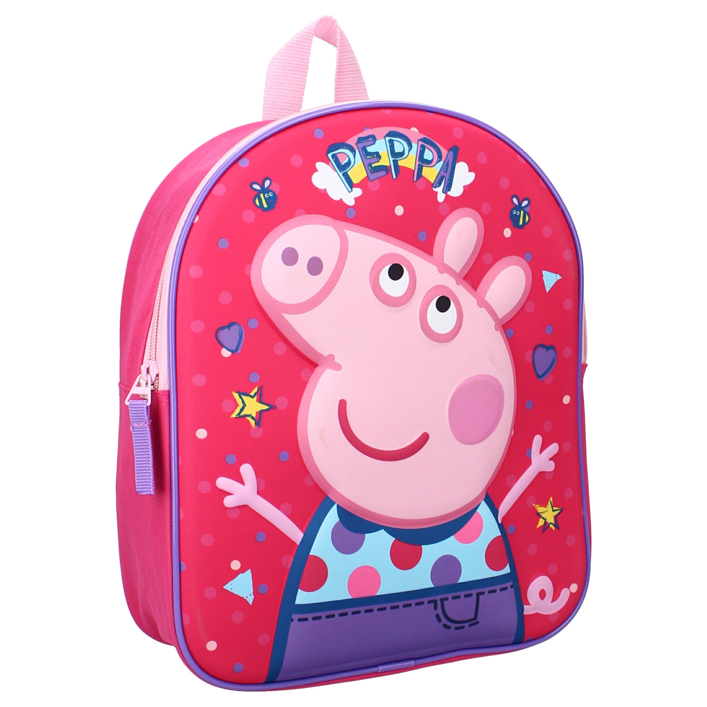 Vadobag Kinderrucksack 3D 9 Liter Peppa Friends Around Town (1-tlg), Kindermotiv