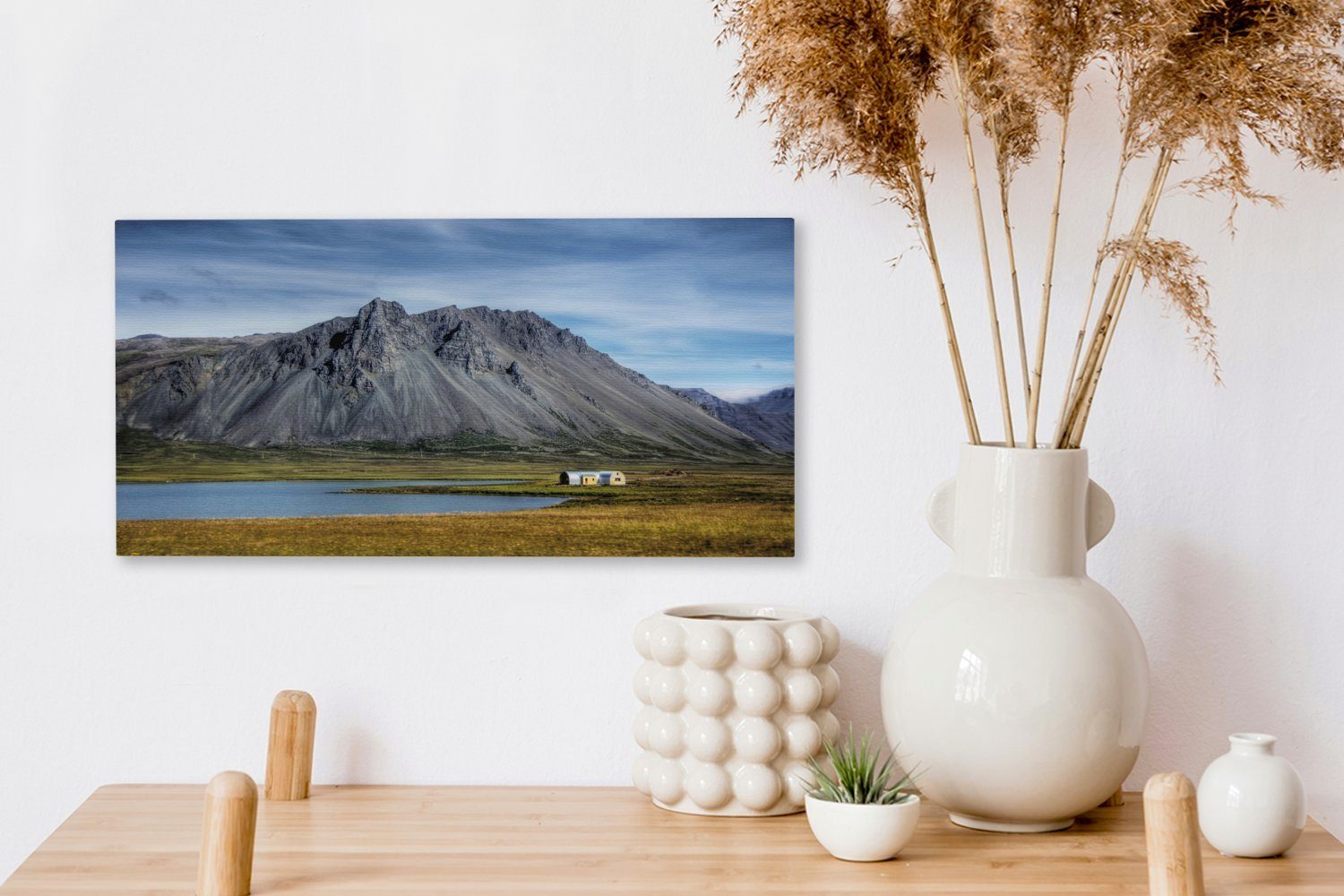 OneMillionCanvasses® Leinwandbild Bewölkter in, den cm Wanddeko, 30x20 Himmel über Bergen im Wandbild Leinwandbilder, Aufhängefertig, St), (1 Snæfellsjökull-Nationalpark