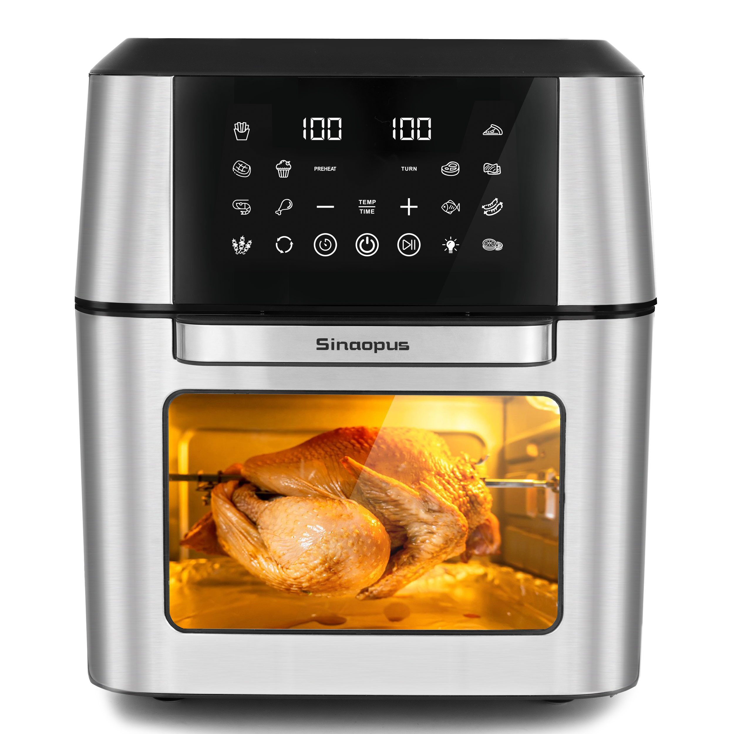 WHEELYOU Heißluftfritteuse 12L XXL, 1800W Airfryer mit 12 Programmen für Familien, 1800 W, 2-in-1 Fritteuse & Minibackofen mit Touchscreen, Zubehör und Timer
