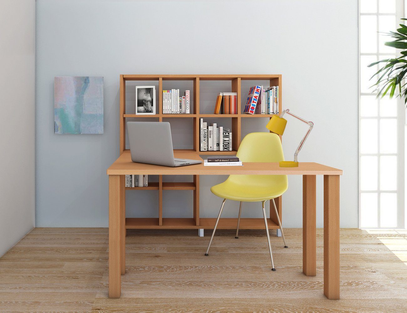 loft24 Regal-Schreibtisch Kiera, Schreibtisch Regal, Design | buche buche | buche Arbeitszimmer modernes Office, Home mit