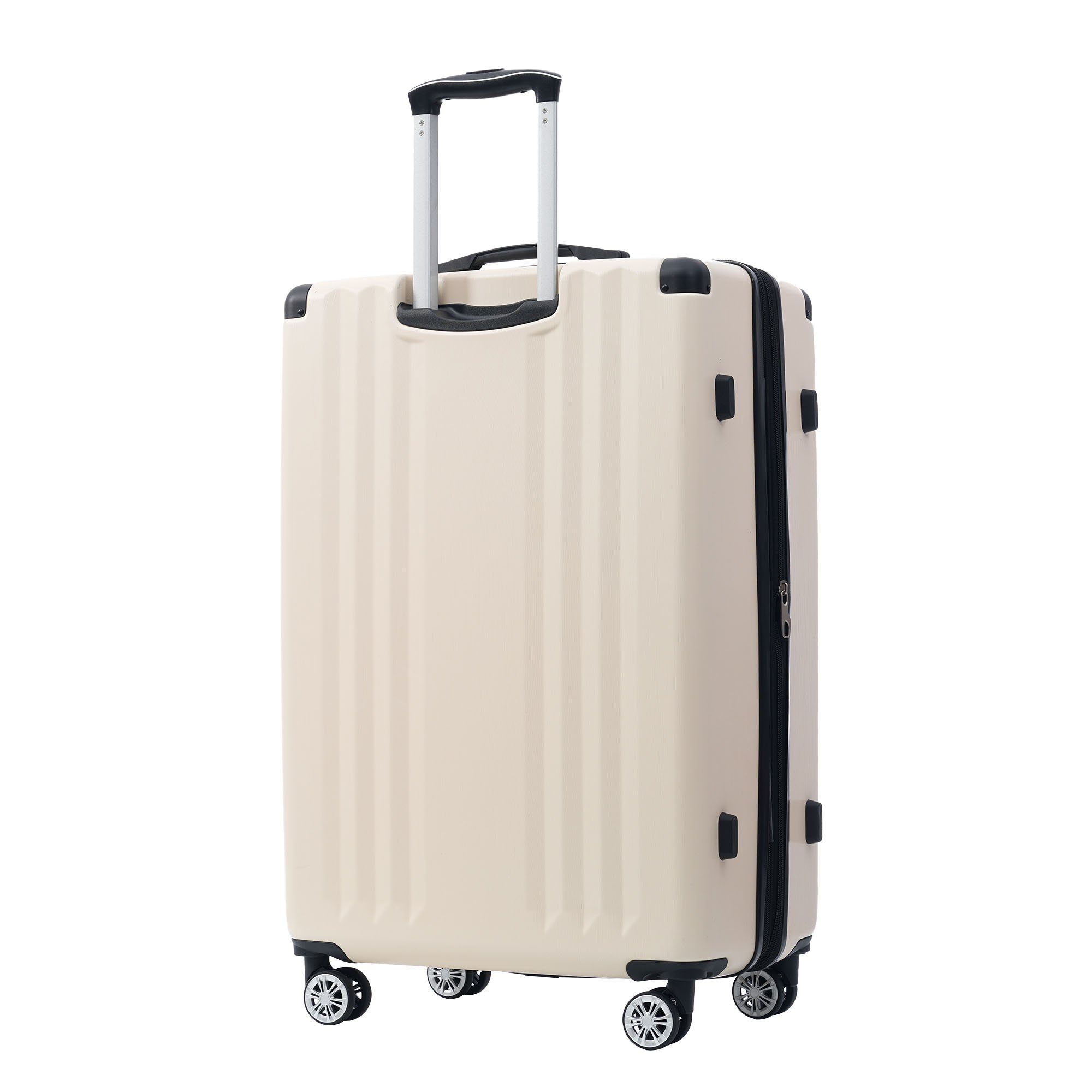 Ulife Trolleyset Zollschloss, Reisekoffer ABS TSA Rollen, 4 (3 tlg) Hartschalen-Koffer Cream