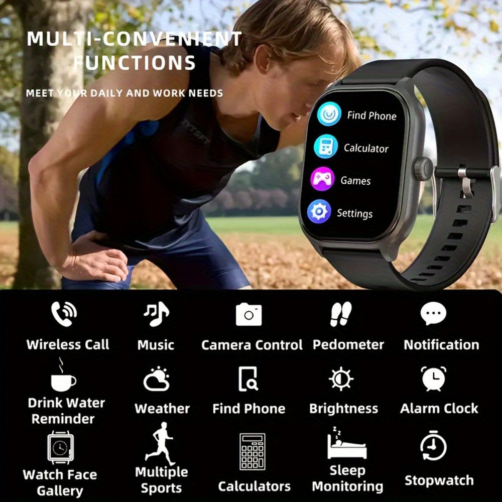 Zevelora Geschenke für Männer und Frauen mit Fitness-Tracking-, Sportmodus Smartwatch (2.01 Zoll, Android/iOS), mit Pedometer, Distanz Kalorien, stylisch, leicht, über 100 Sportmodi.