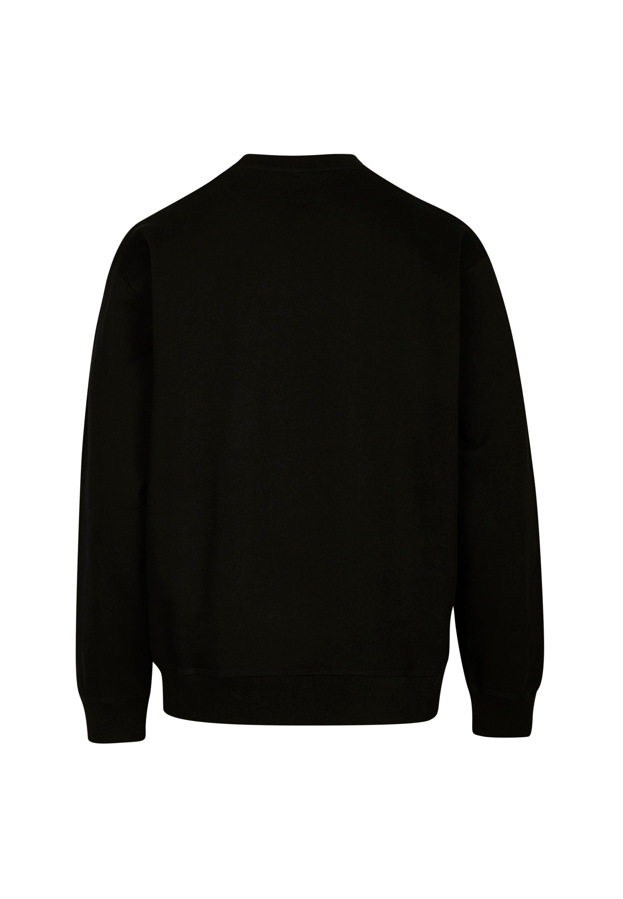 Boxy Sweatshirt Cleptomanicx Ligull Möwenstickerei schwarz mit kleiner