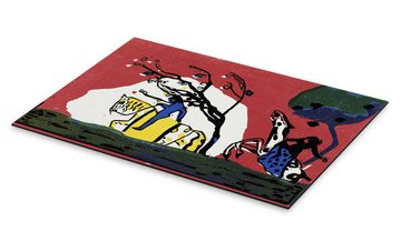 Posterlounge Alu-Dibond-Druck Wassily Kandinsky, Zwei Reiter vor Rot, Malerei