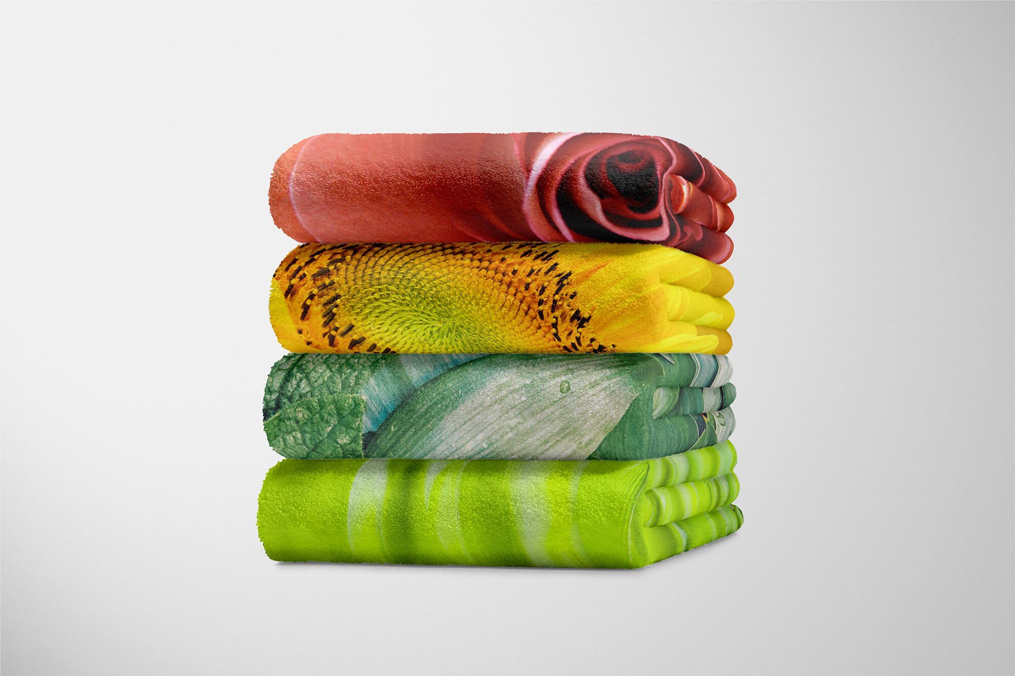 Sinus Art Handtücher Handtuch Kuns, Grüne (1-St), mit Blätter Handtuch Kuscheldecke Saunatuch Strandhandtuch Baumwolle-Polyester-Mix Fotomotiv