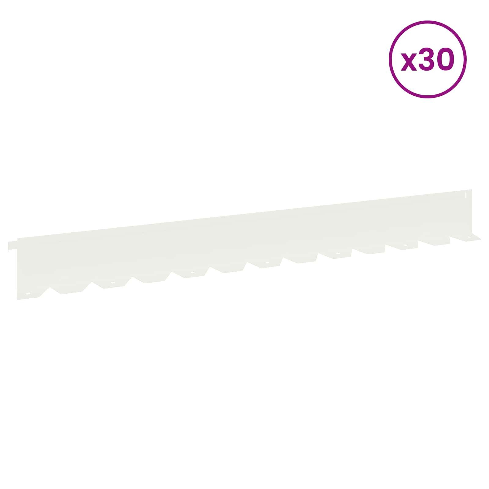 vidaXL Beetumrandung Raseneinfassung 30 Stk. 102 x 10 x 4 cm Stahl Weiß