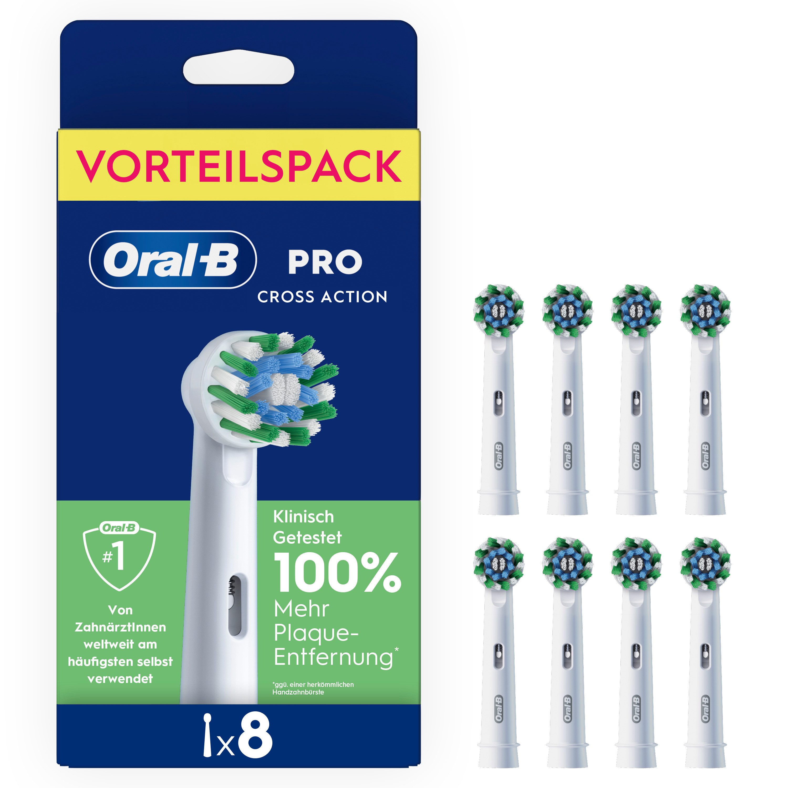 Oral-B Aufsteckbürsten Pro CrossAction, Zahnreinigung mit innovativen X-förmigen Borsten