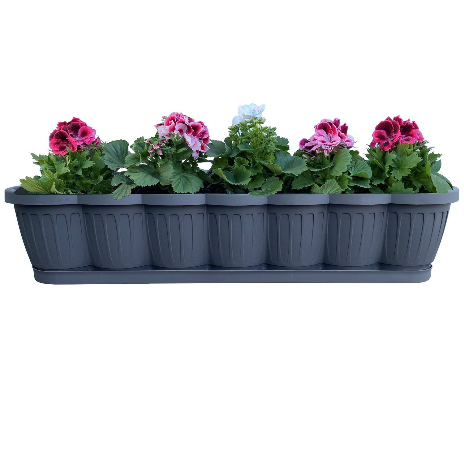 Thumbnail - BURI Blumenkasten 3er Set 80cm Blumenkasten Pflanzkasten Anthrazit mit Bewässerung