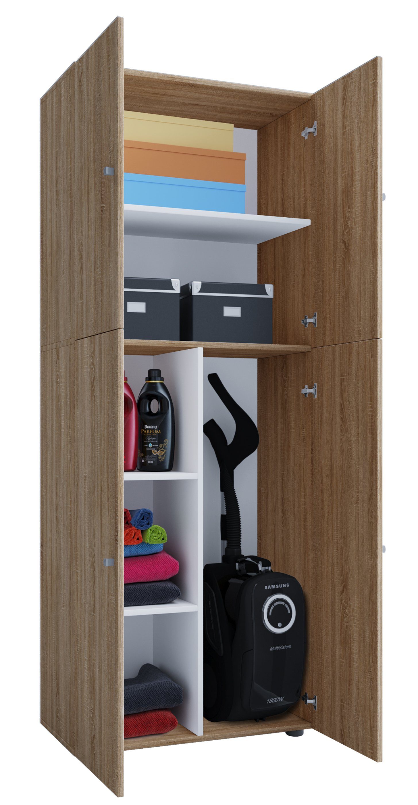 VCM Mehrzweckschrank Holz Besenschrank Staubsauger Putzschrank günstig online kaufen
