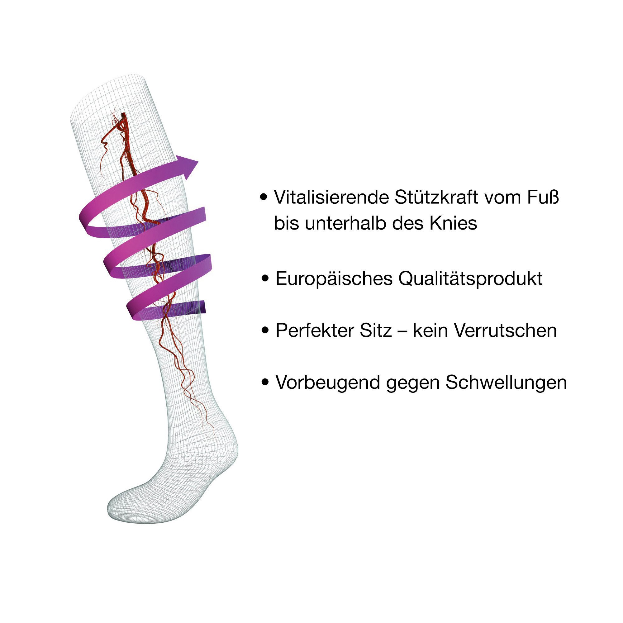 Fußgut Kniestrümpfe Unisex Stützkniestrümpfe, 3 Paar günstig online kaufen